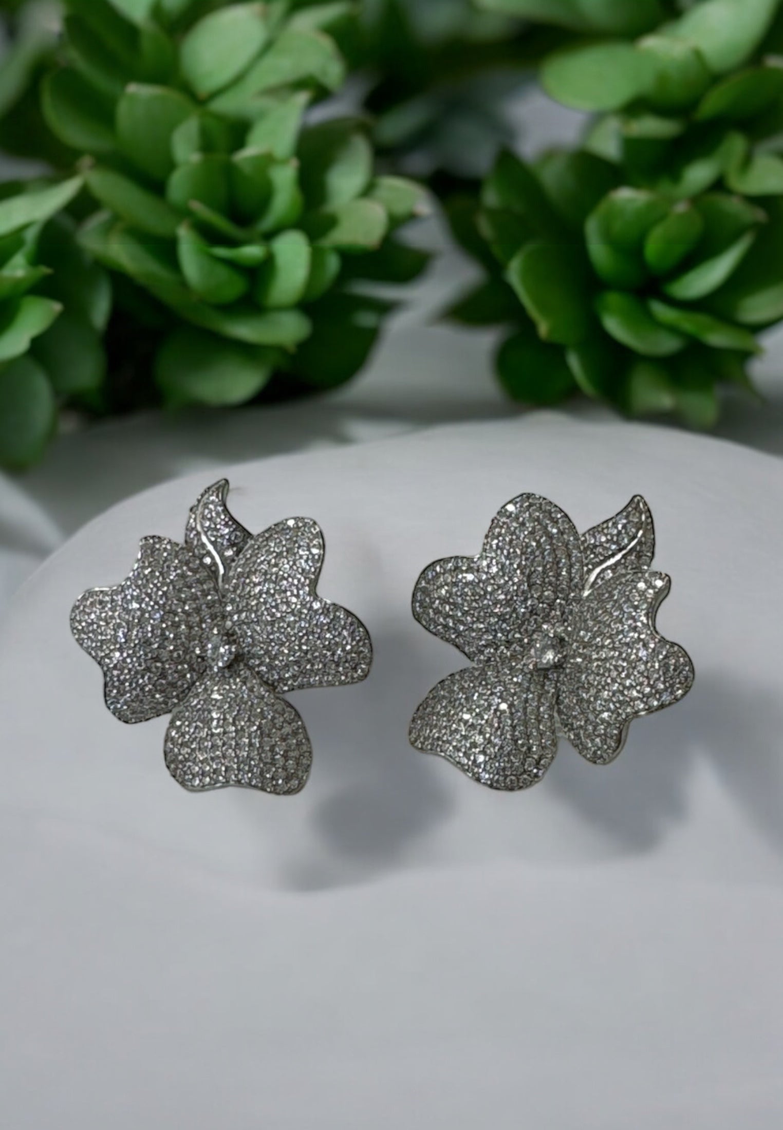 Pendientes Grandes Flor Plata