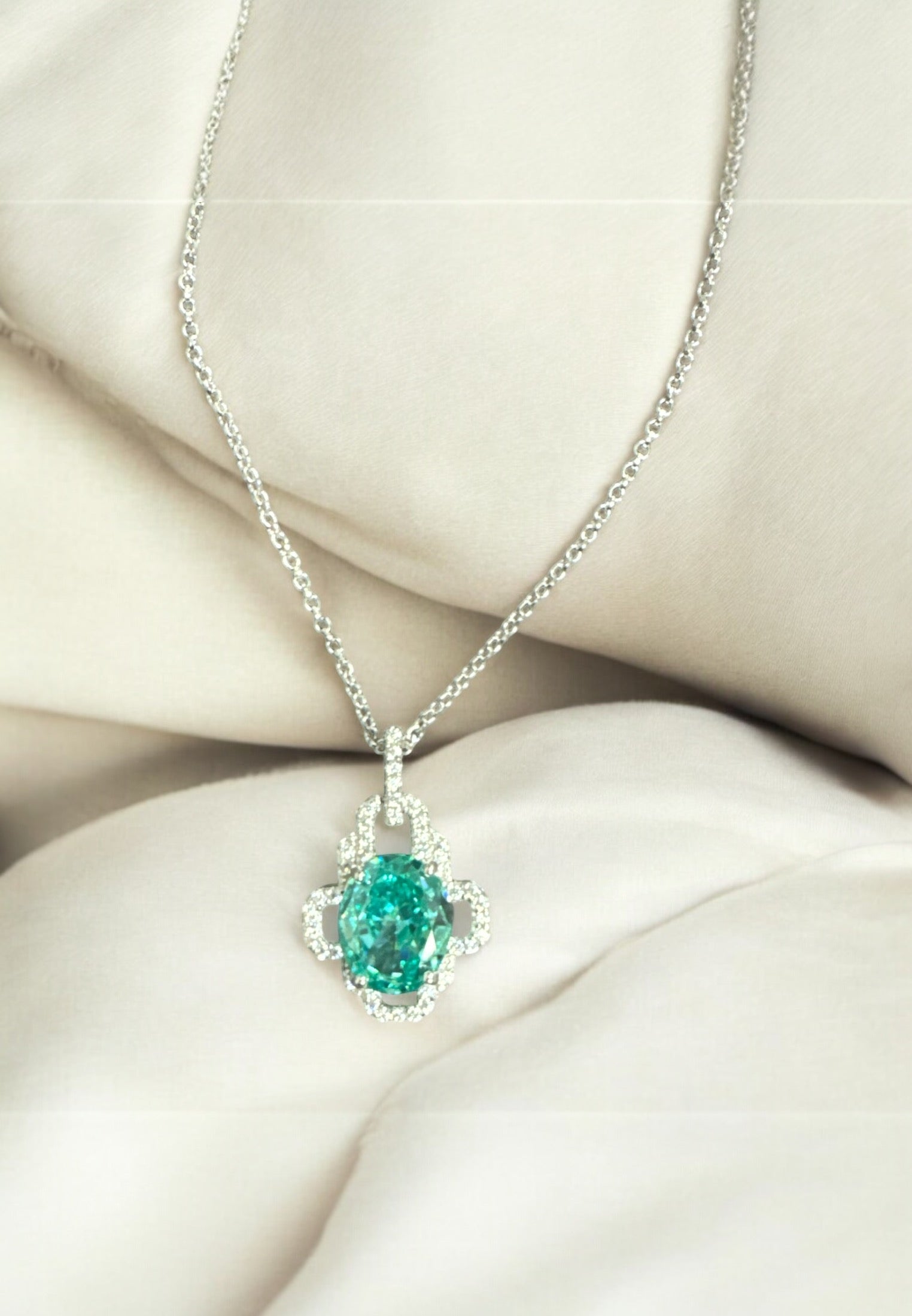 Rosamund Aquamarine Pendant Necklace Silver