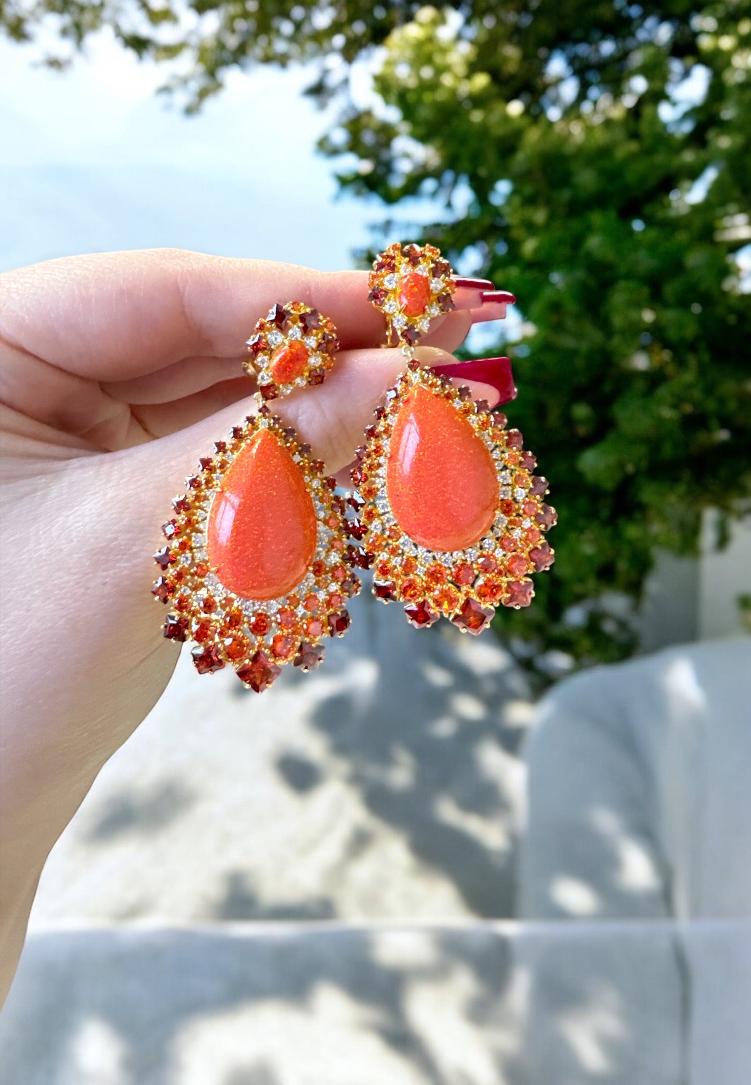 Gabriela Fire Opal Drop Earrings Gold