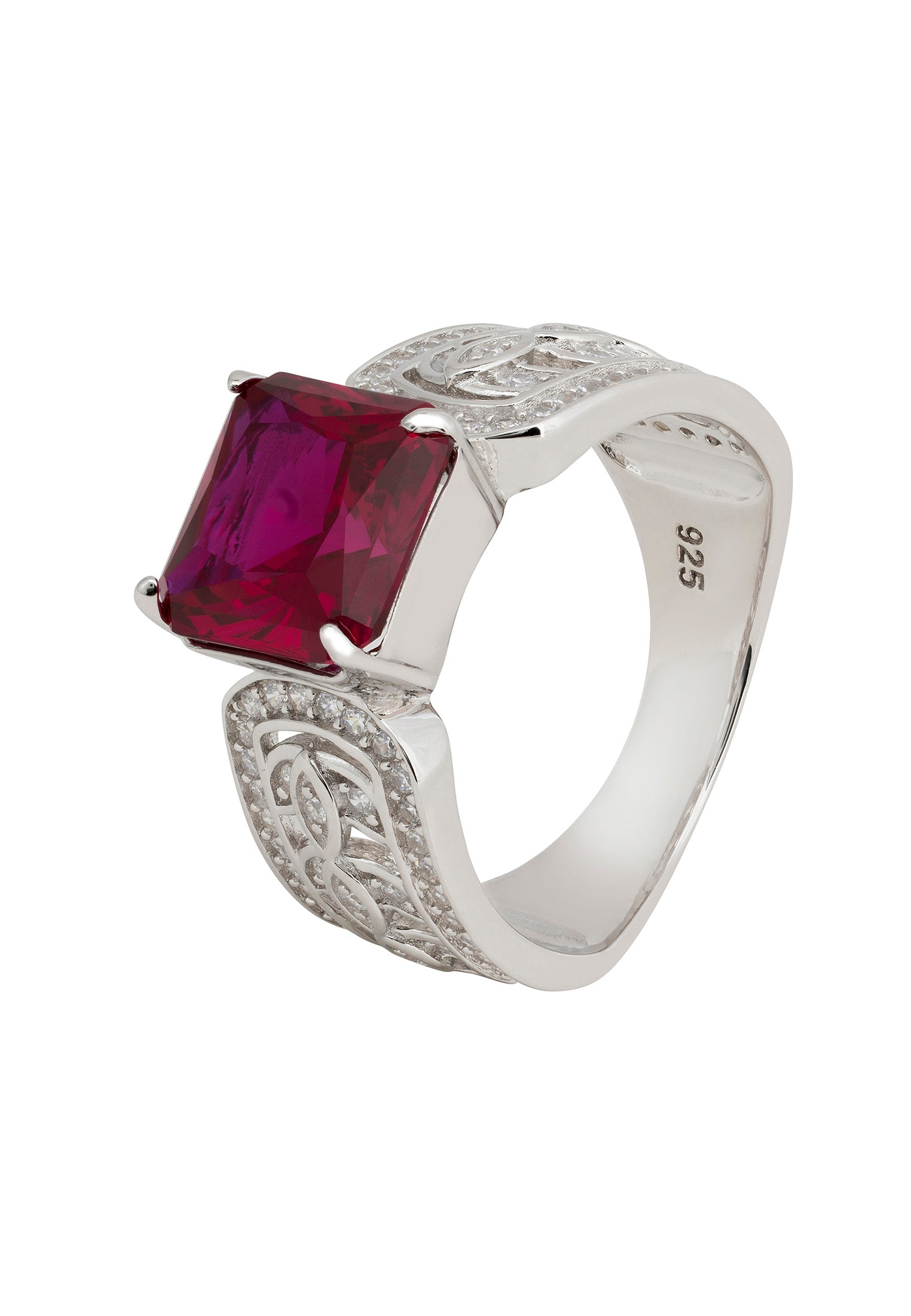 Rowena Cocktail Ring Ruby Silver