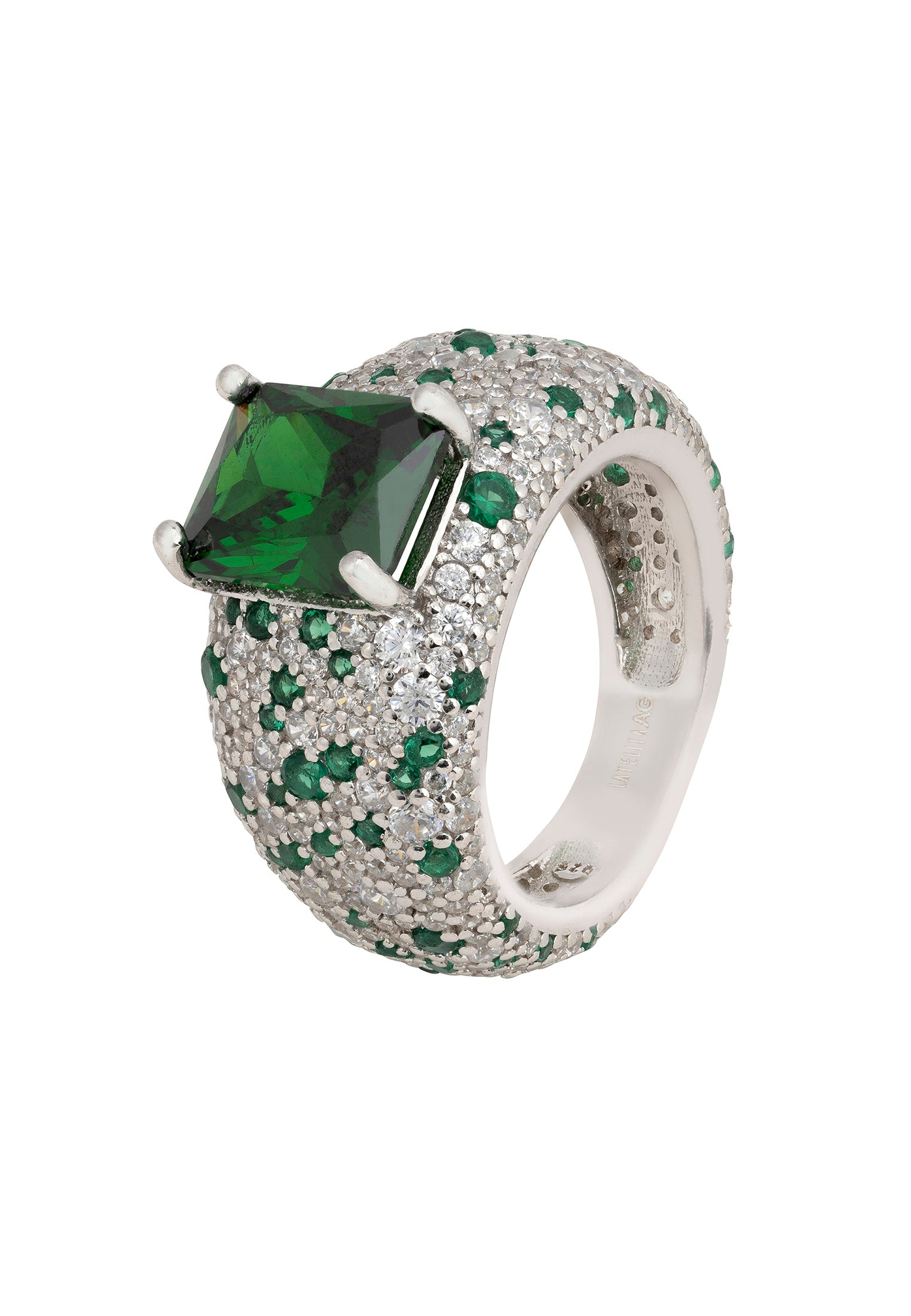 Four Seasons Cocktail Ring Emerald Summer Silver