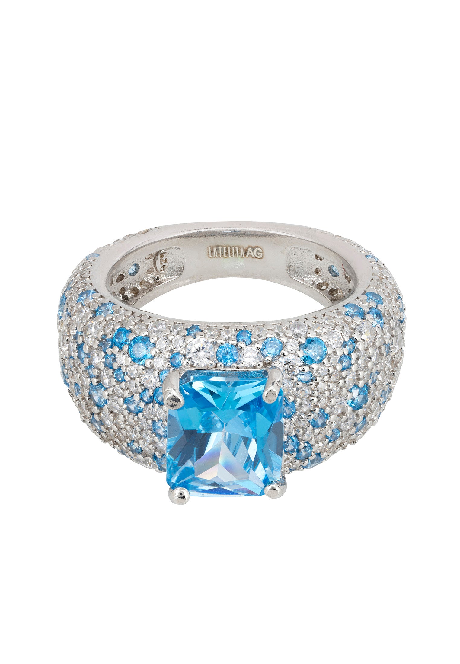 Four Seasons Cocktail Ring Blue Topaz Winter Silver