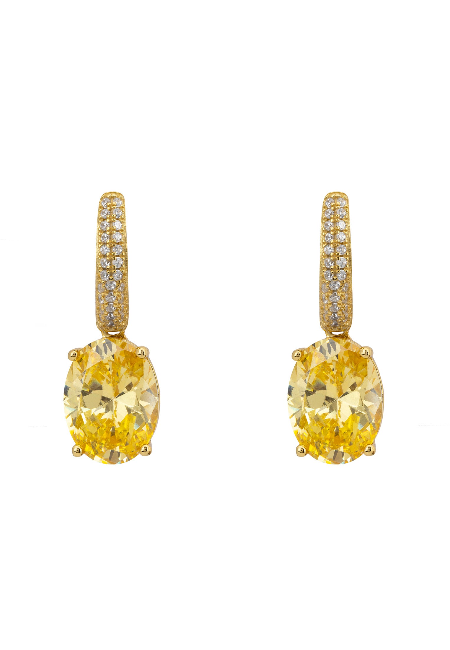 Alexandra Oval Drop Earrings Gold Yellow Topaz