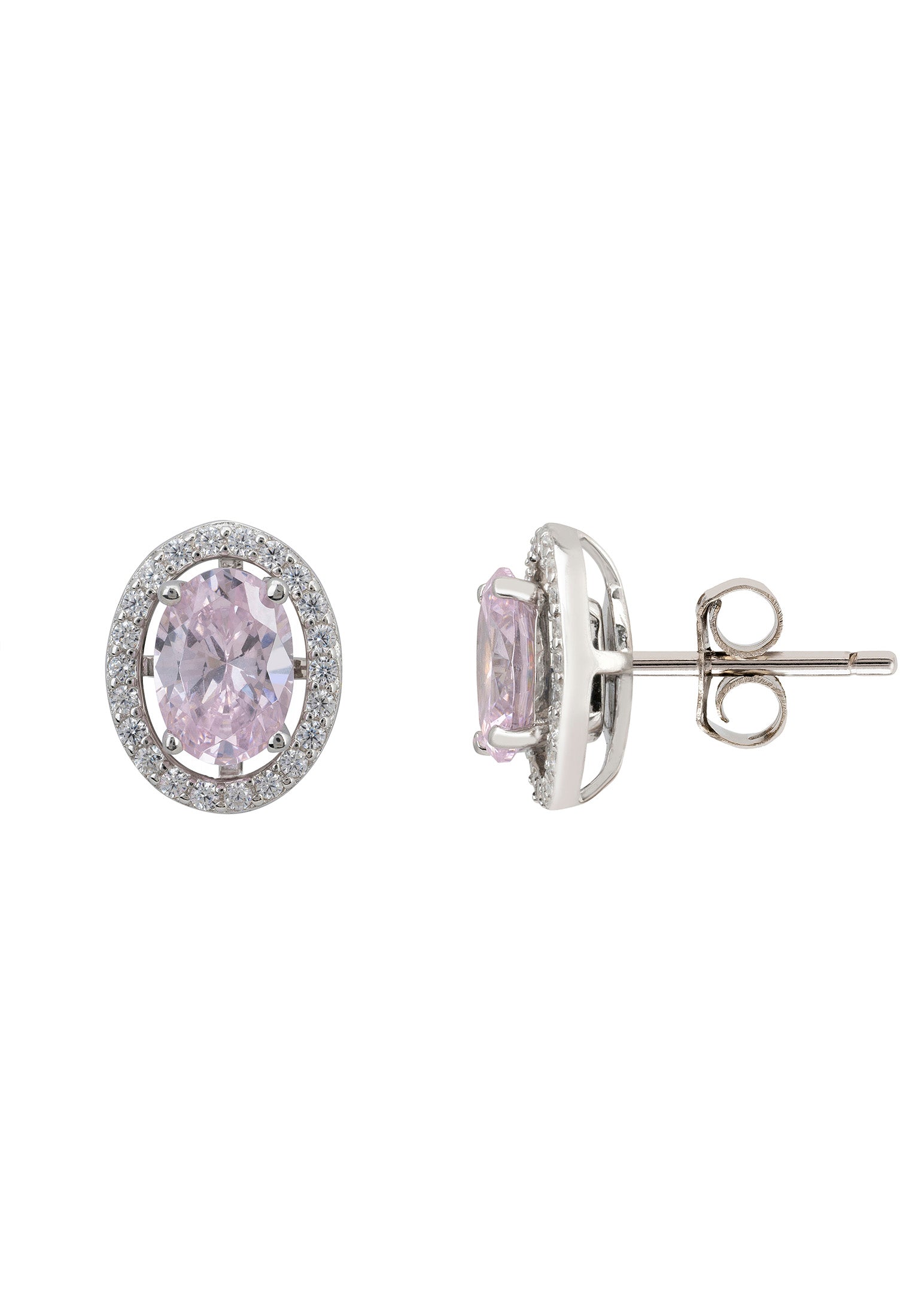 Petite Fleur Convertible Morganite Stud Earrings Silver