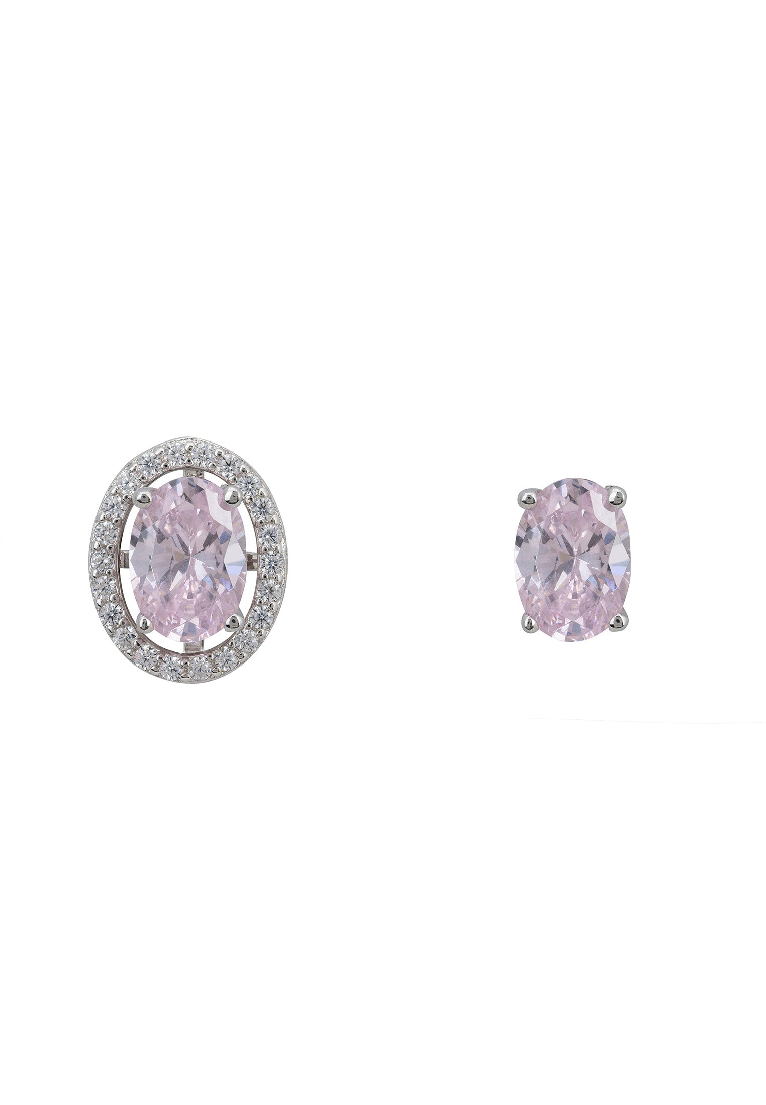 Petite Fleur Convertible Morganite Stud Earrings Silver