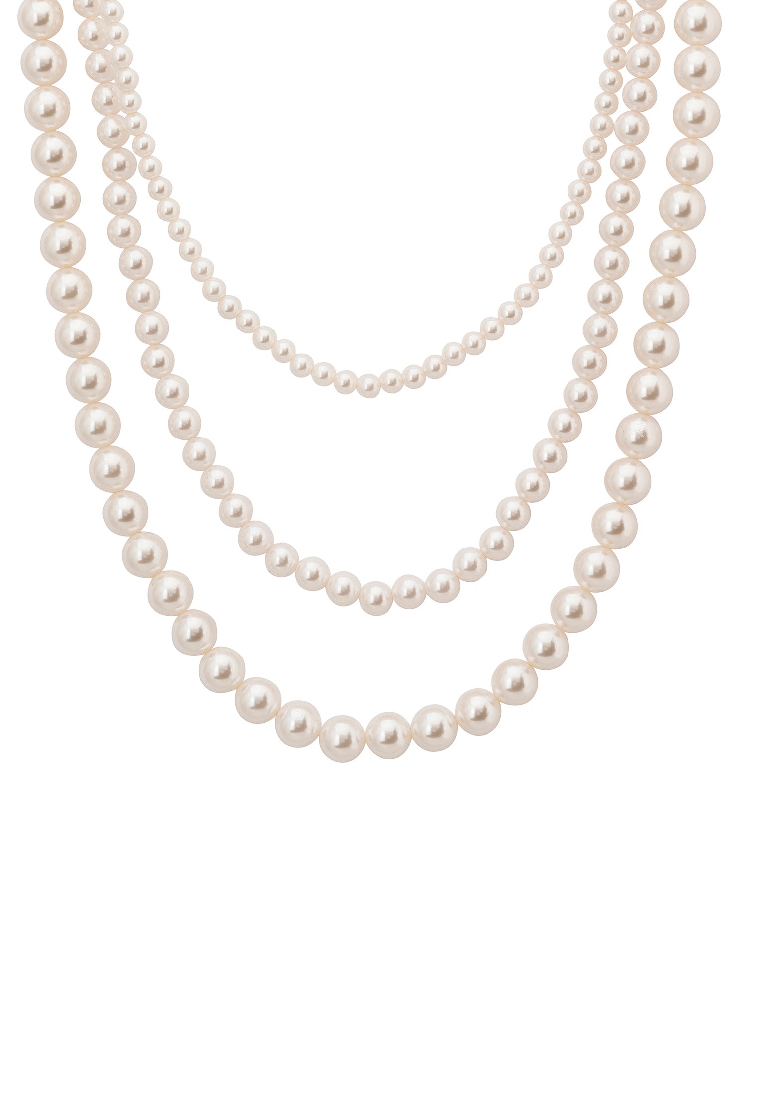 Audrey Three Strand Pearl Necklace Gold