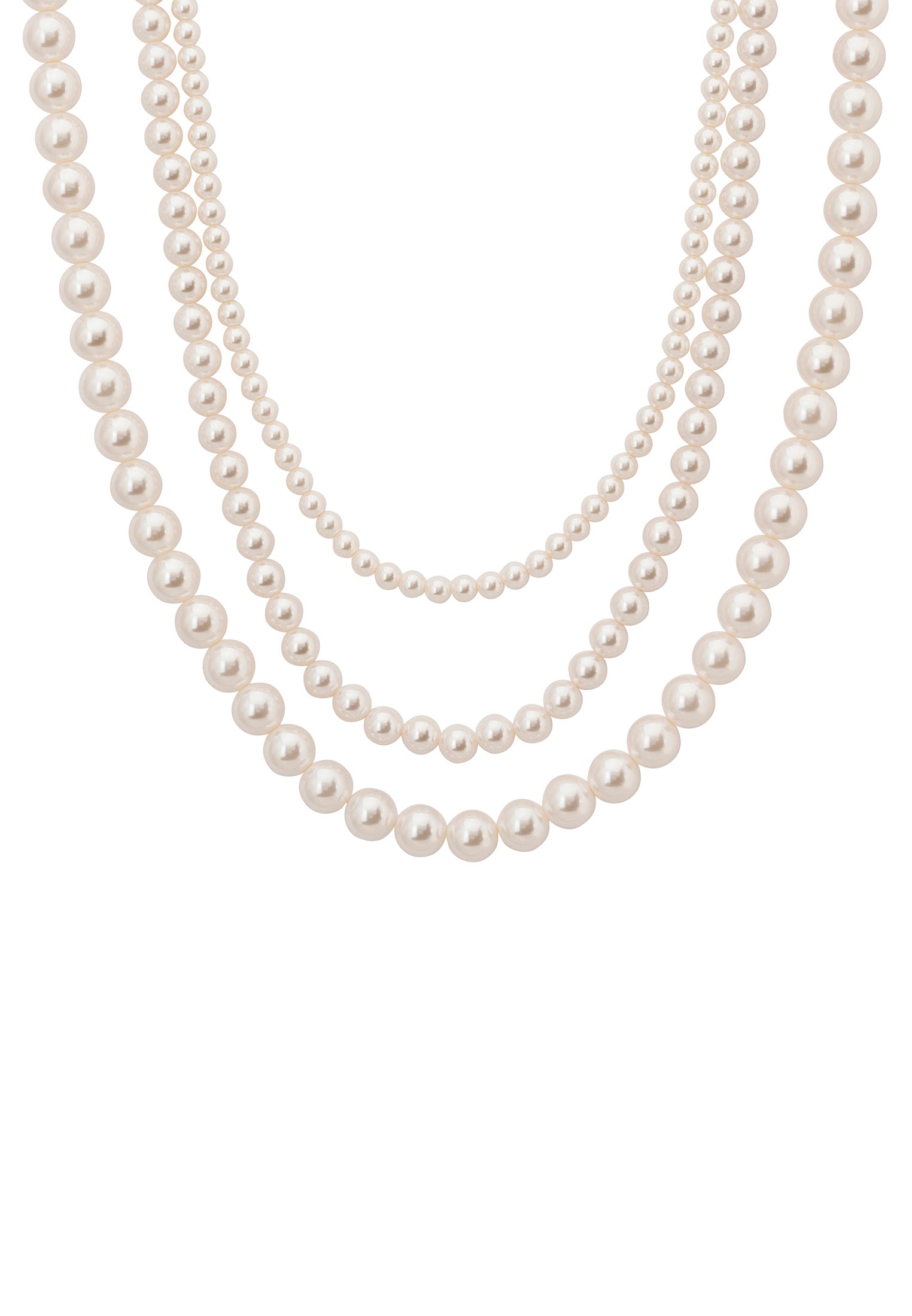 Audrey Three Strand Pearl Necklace Silver