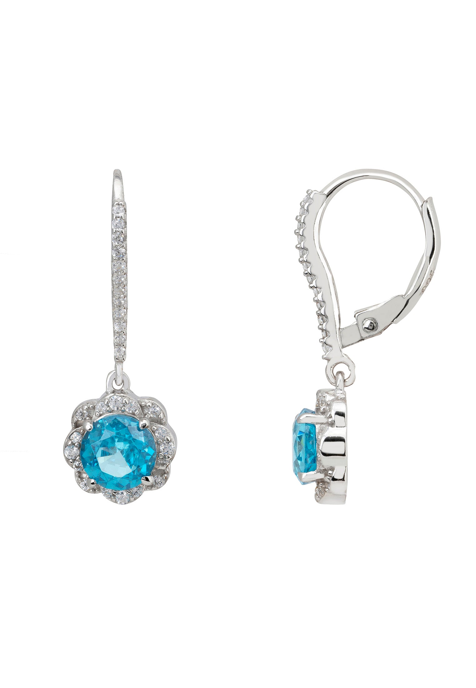 Matilda Drop Earrings Blue Topaz Silver