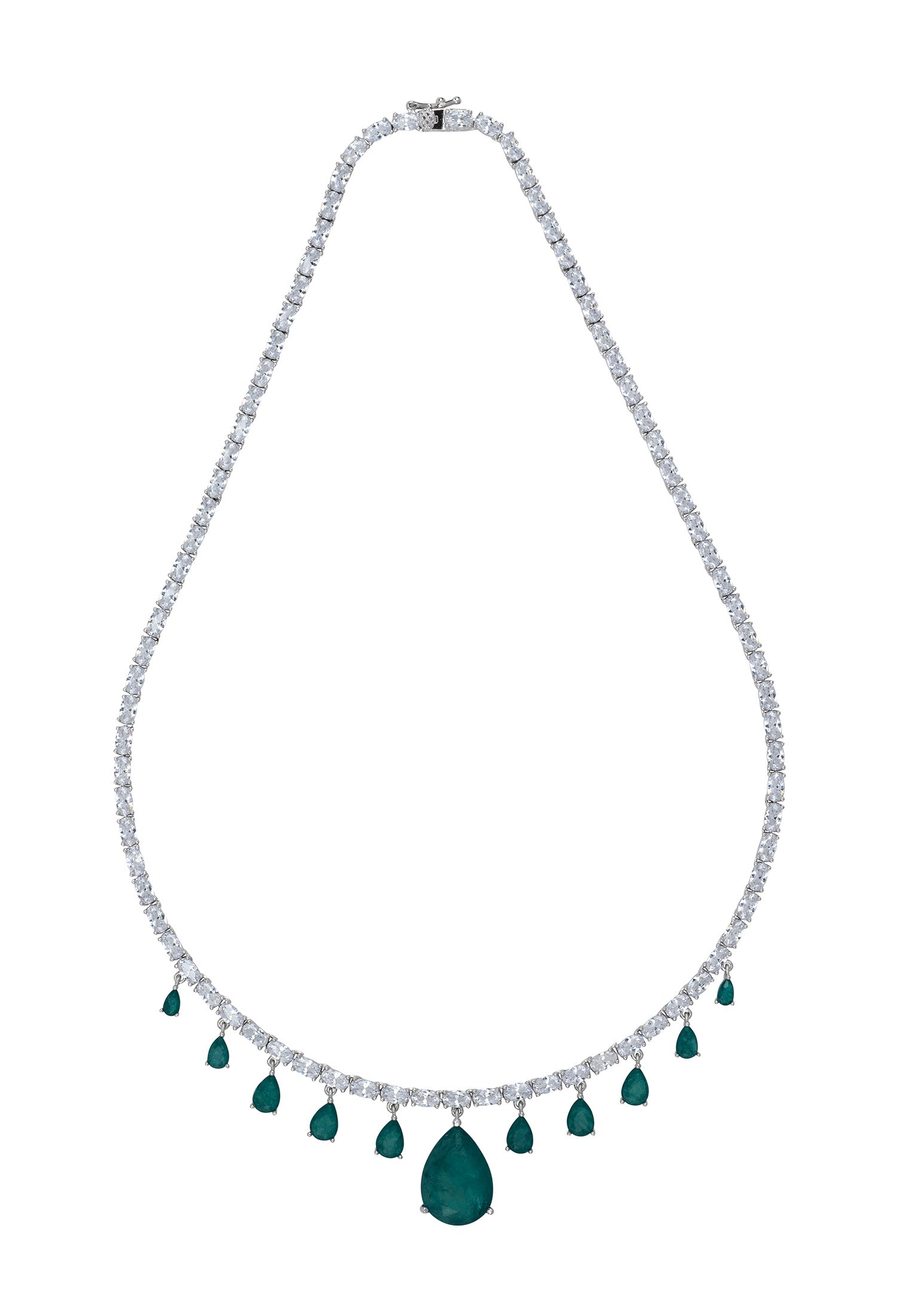 Fonteyn Colombian Emerald Statement Necklace Silver