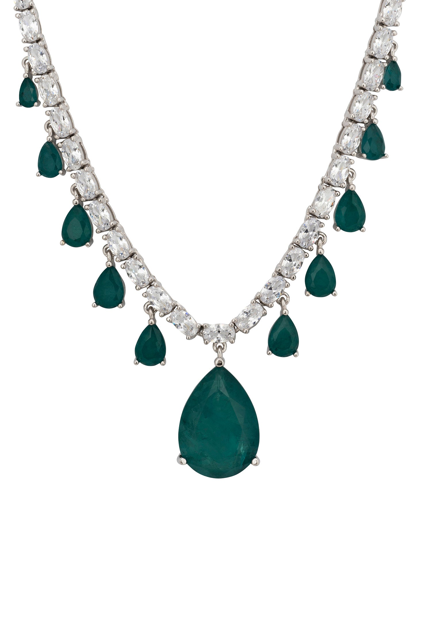 Fonteyn Colombian Emerald Statement Necklace Silver