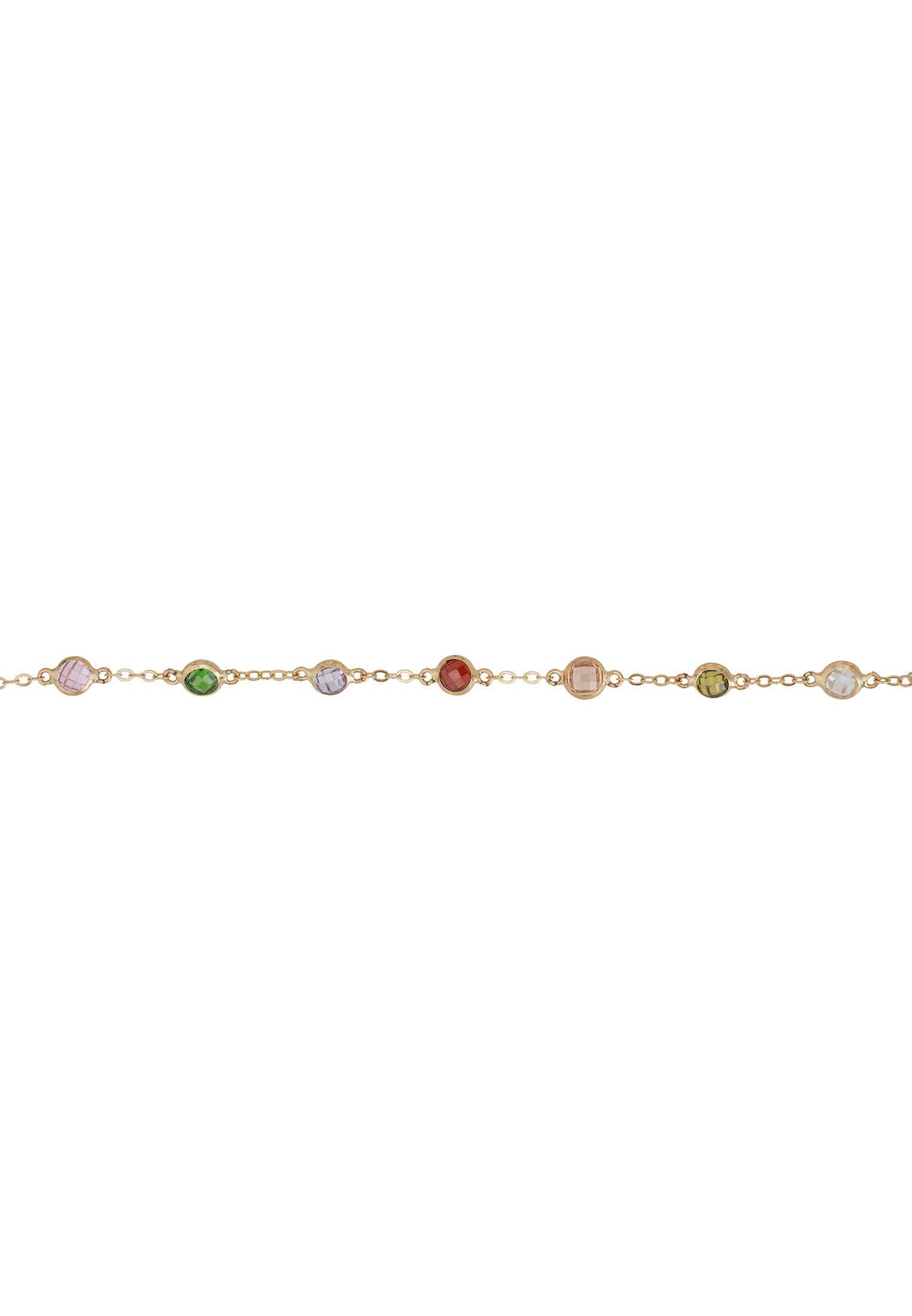 Solid 14K Gold Rainbow Multi Gemstone Bracelet