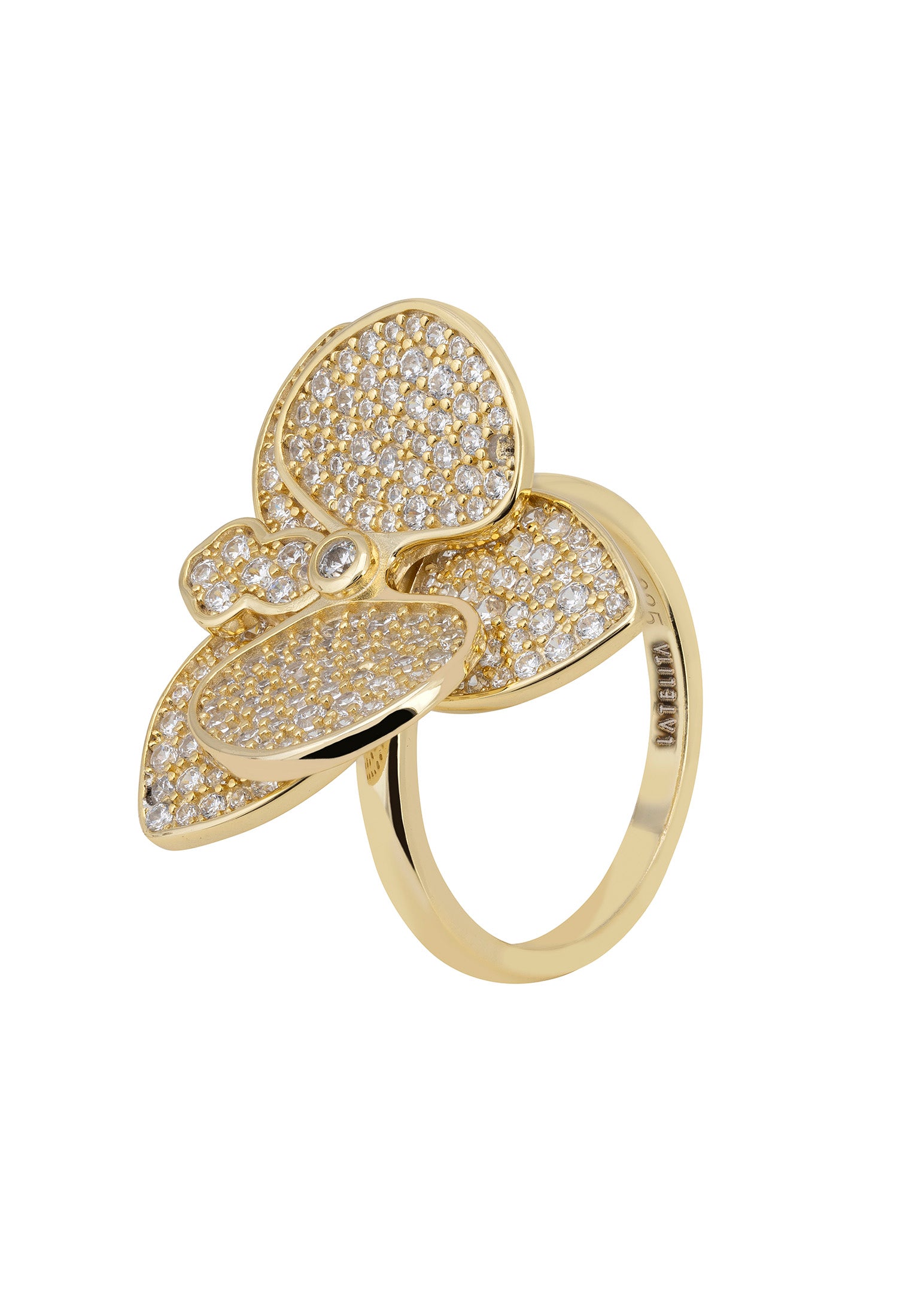 Anillo Cóctel Flor Orquídea Oro