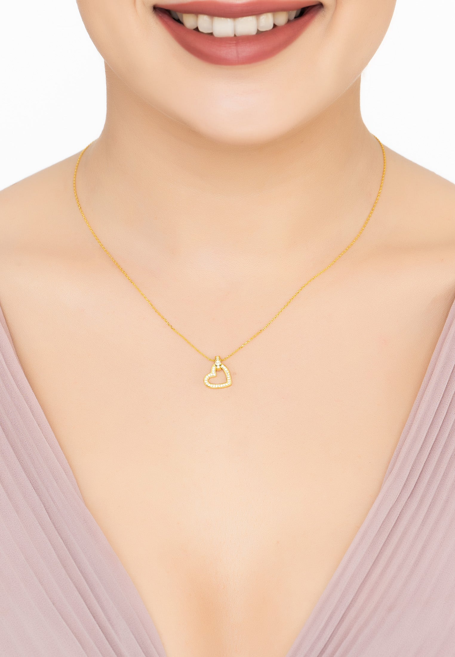 Cherished Heart Pendant Necklace Gold