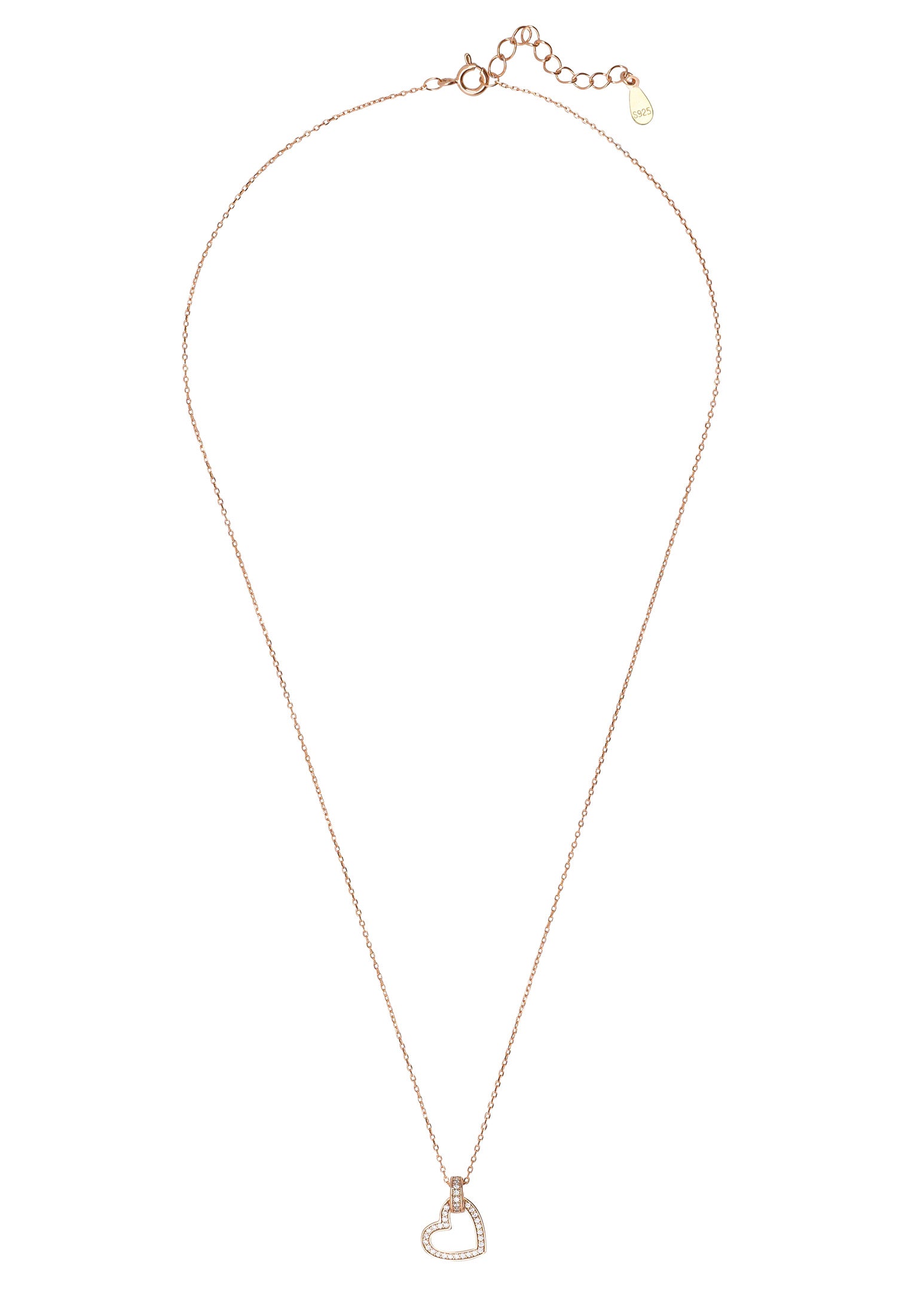 Cherished Heart Pendant Necklace Rosegold