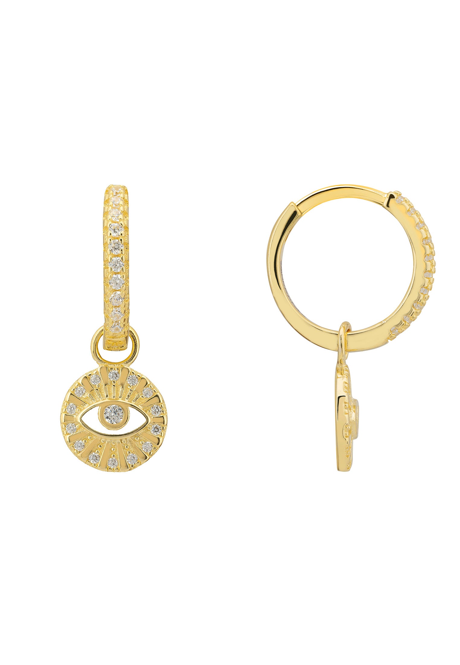 Illuminati Evil Eye Huggie Hoop Earrings Gold