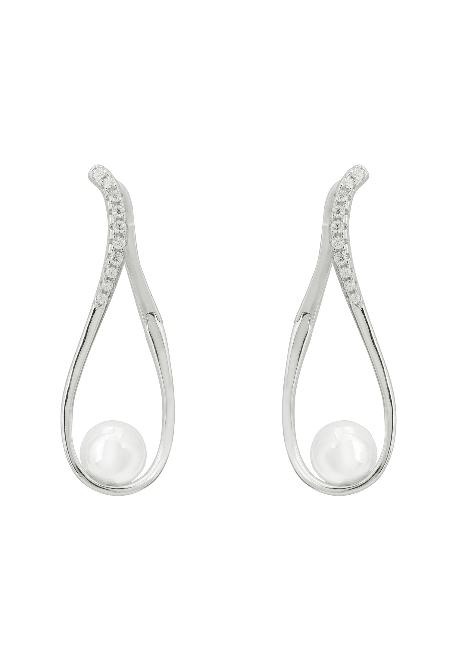 Eternal Embrace Pearl Earrings Silver