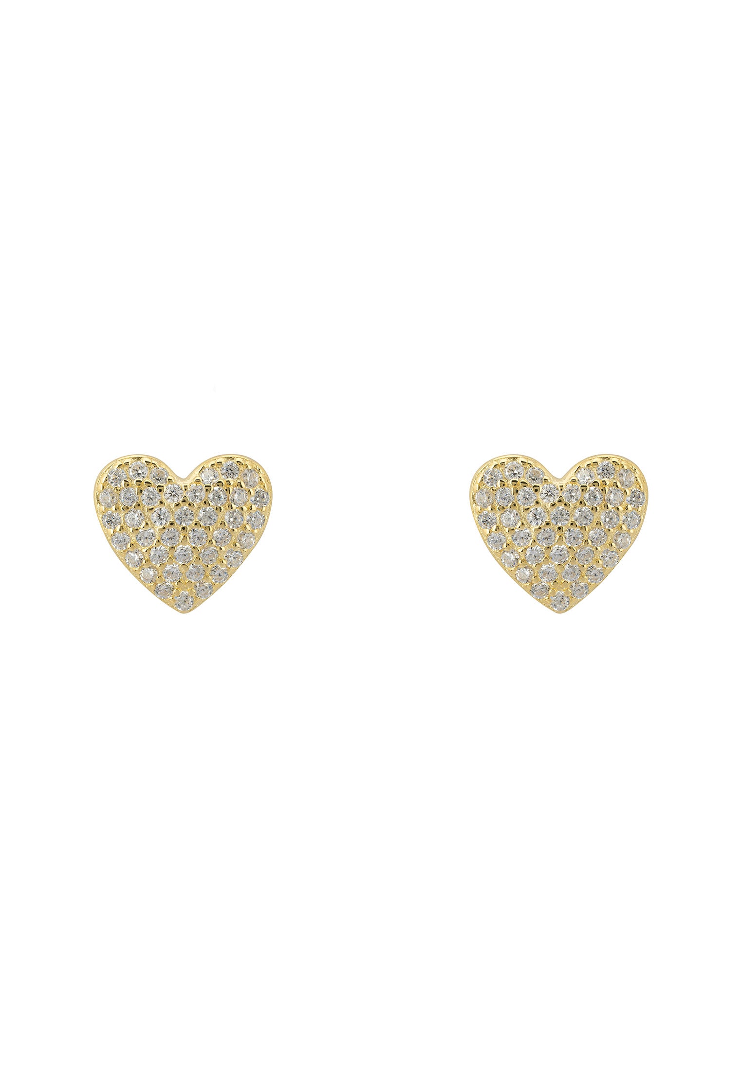 Aretes con forma de corazón y brillo en oro