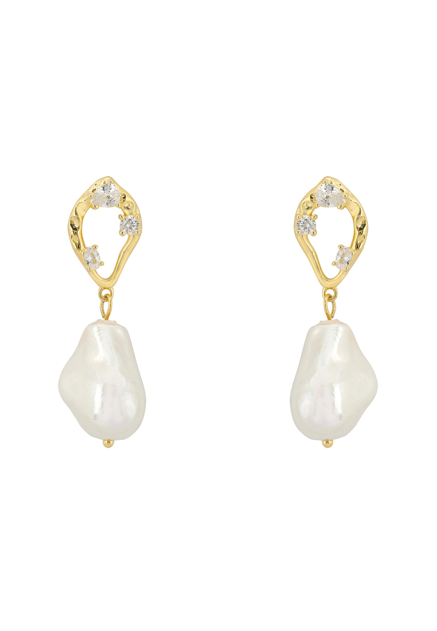 Midsummer Baroque Pearl Drop Earrings Gold