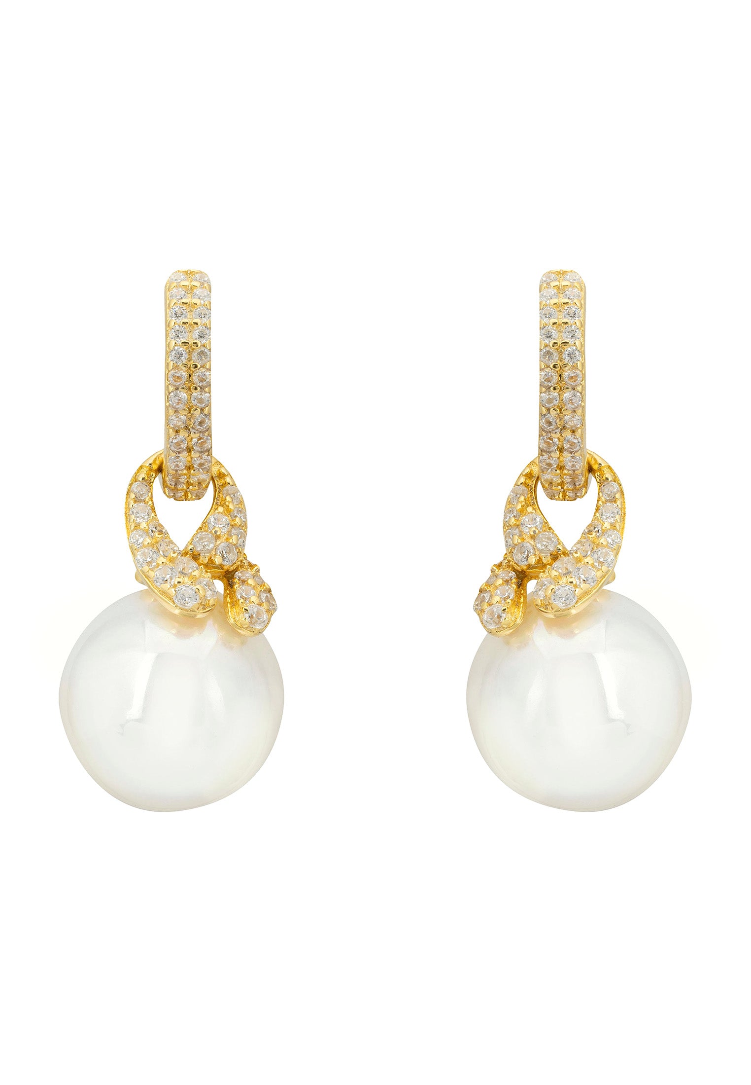 Tie The Knot Drop Pearl Earrings Gold