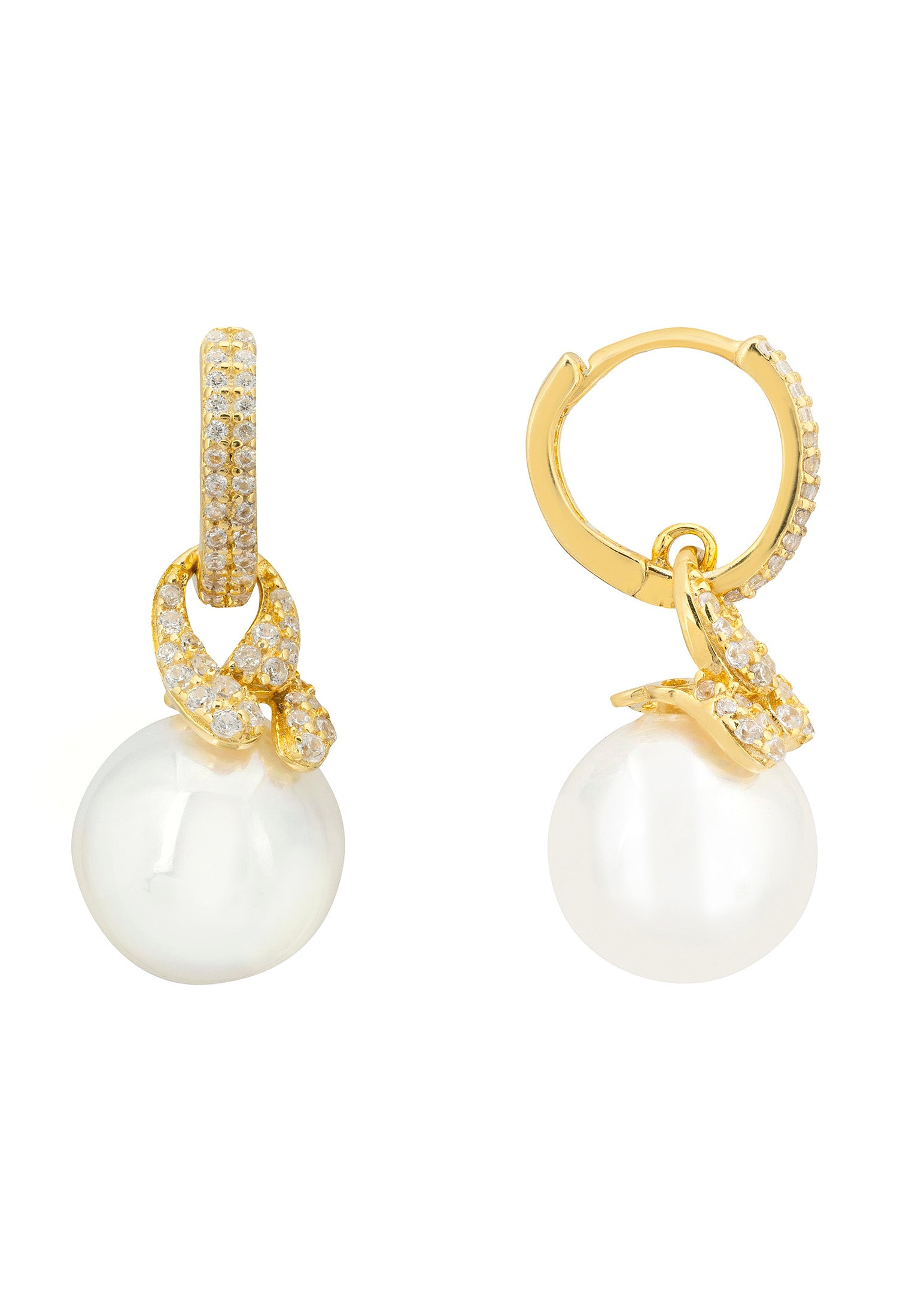 Tie The Knot Drop Pearl Earrings Gold