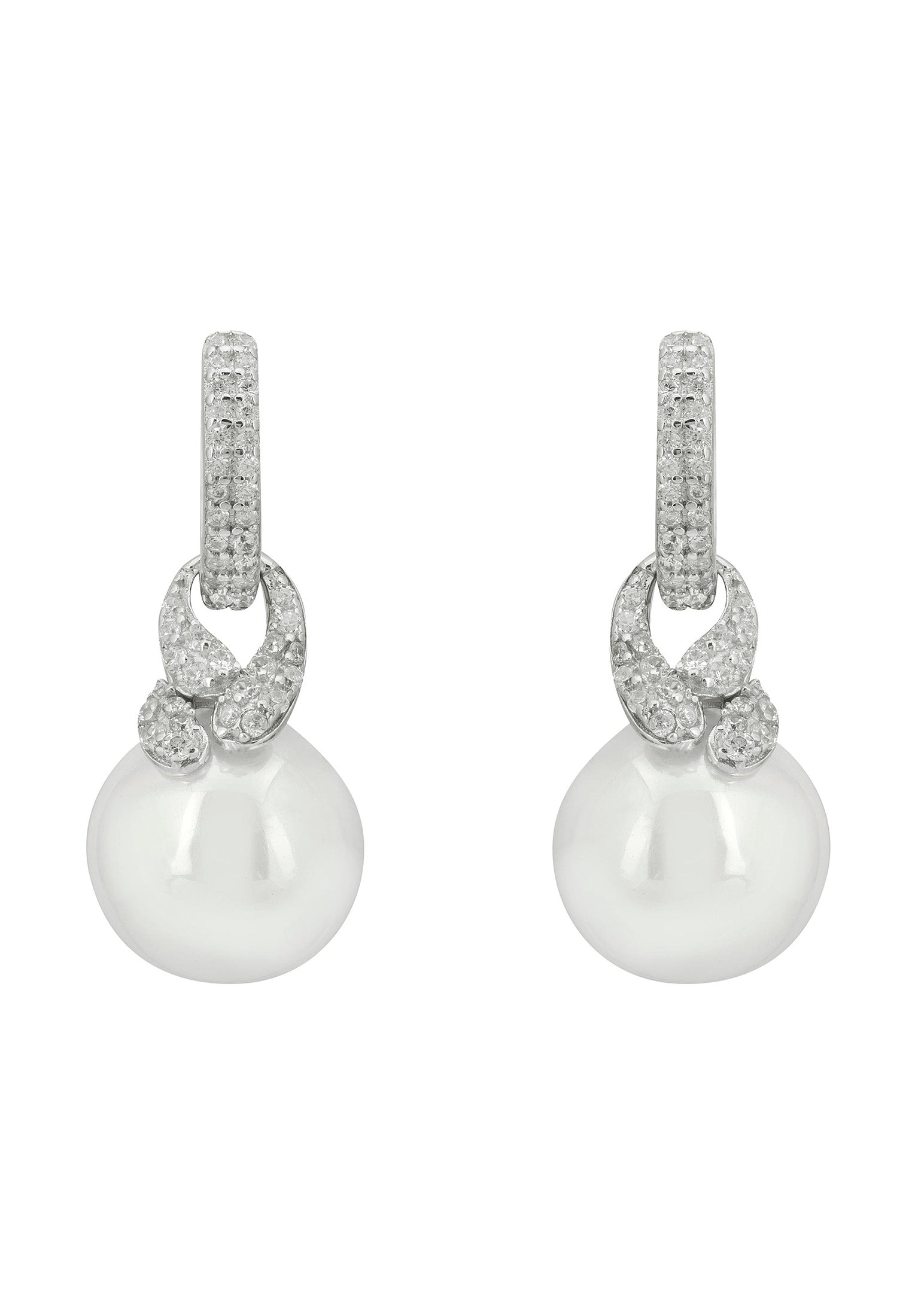 Tie The Knot Drop Pearl Earrings Silver