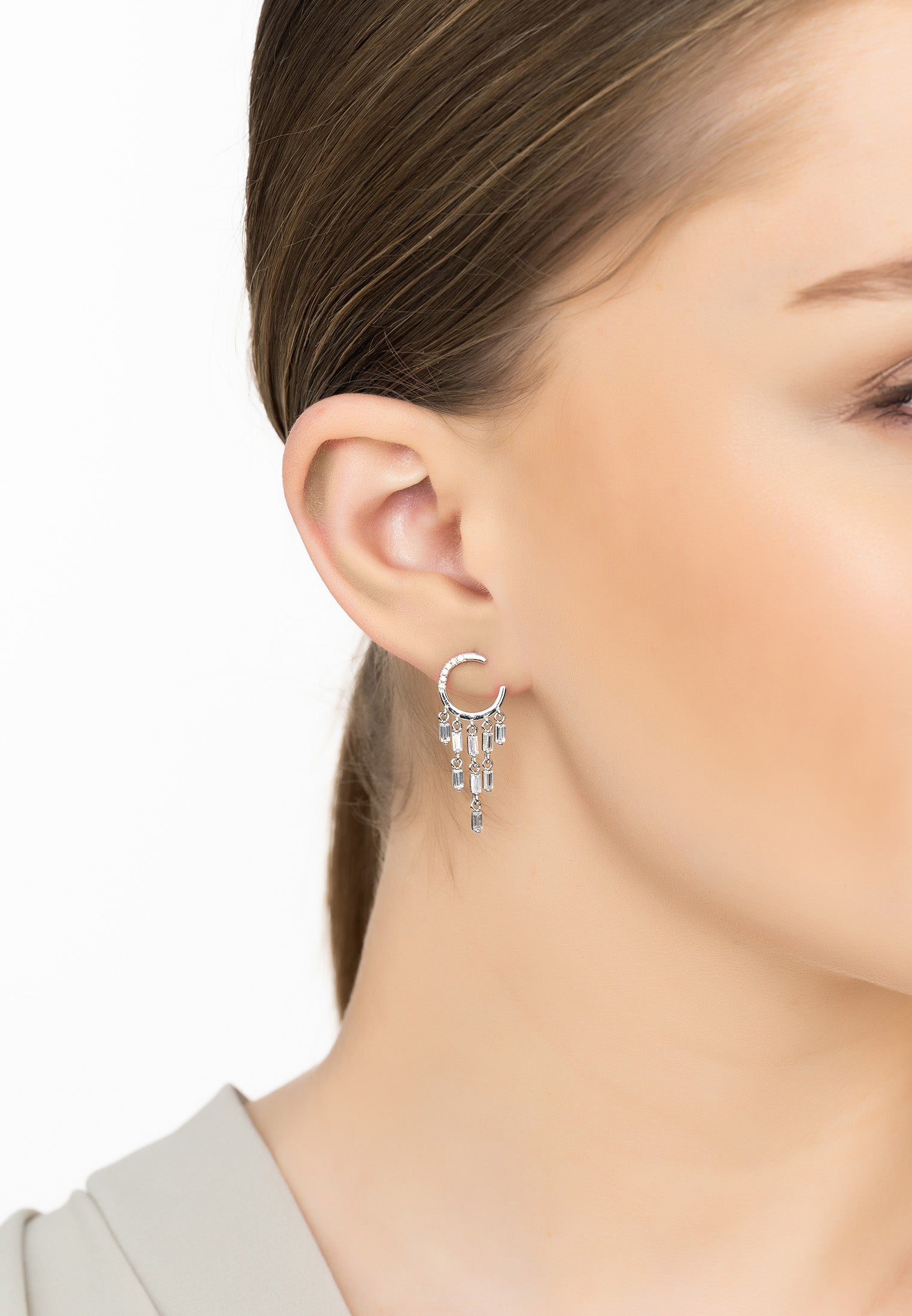 Waterfall Cascade Drop Earrings Silver