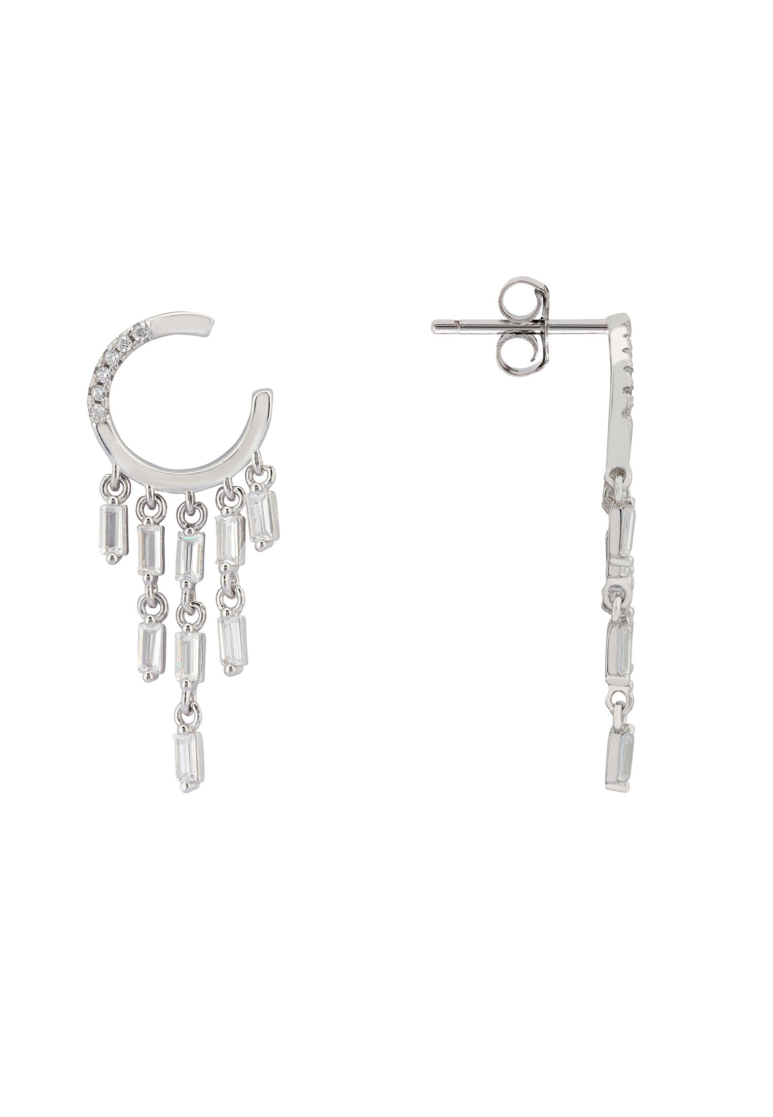 Waterfall Cascade Drop Earrings Silver