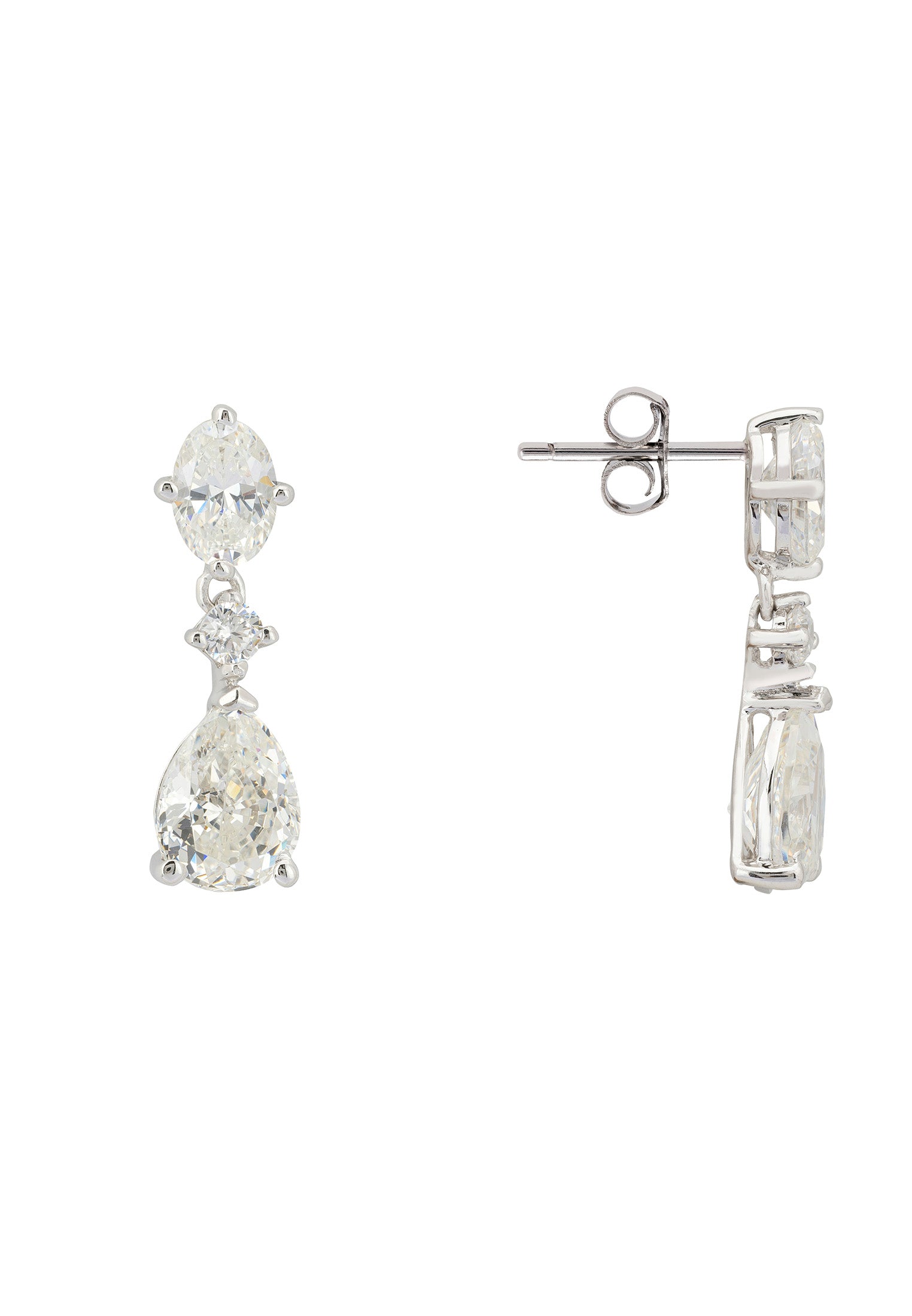 Charlize Teardrop Earrings Moissanite Silver