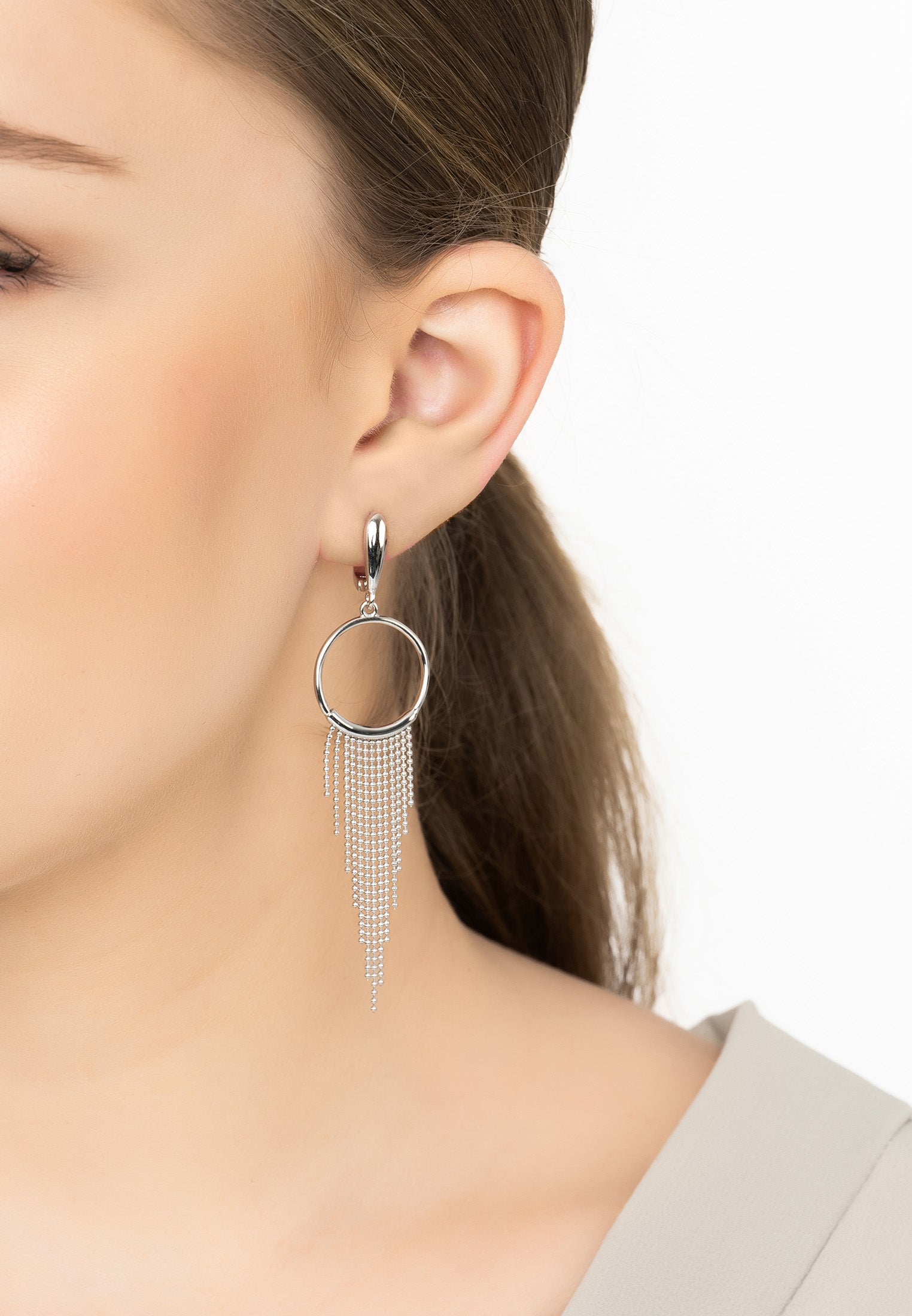 Studio 54 tassel Hoop Earrings Silver