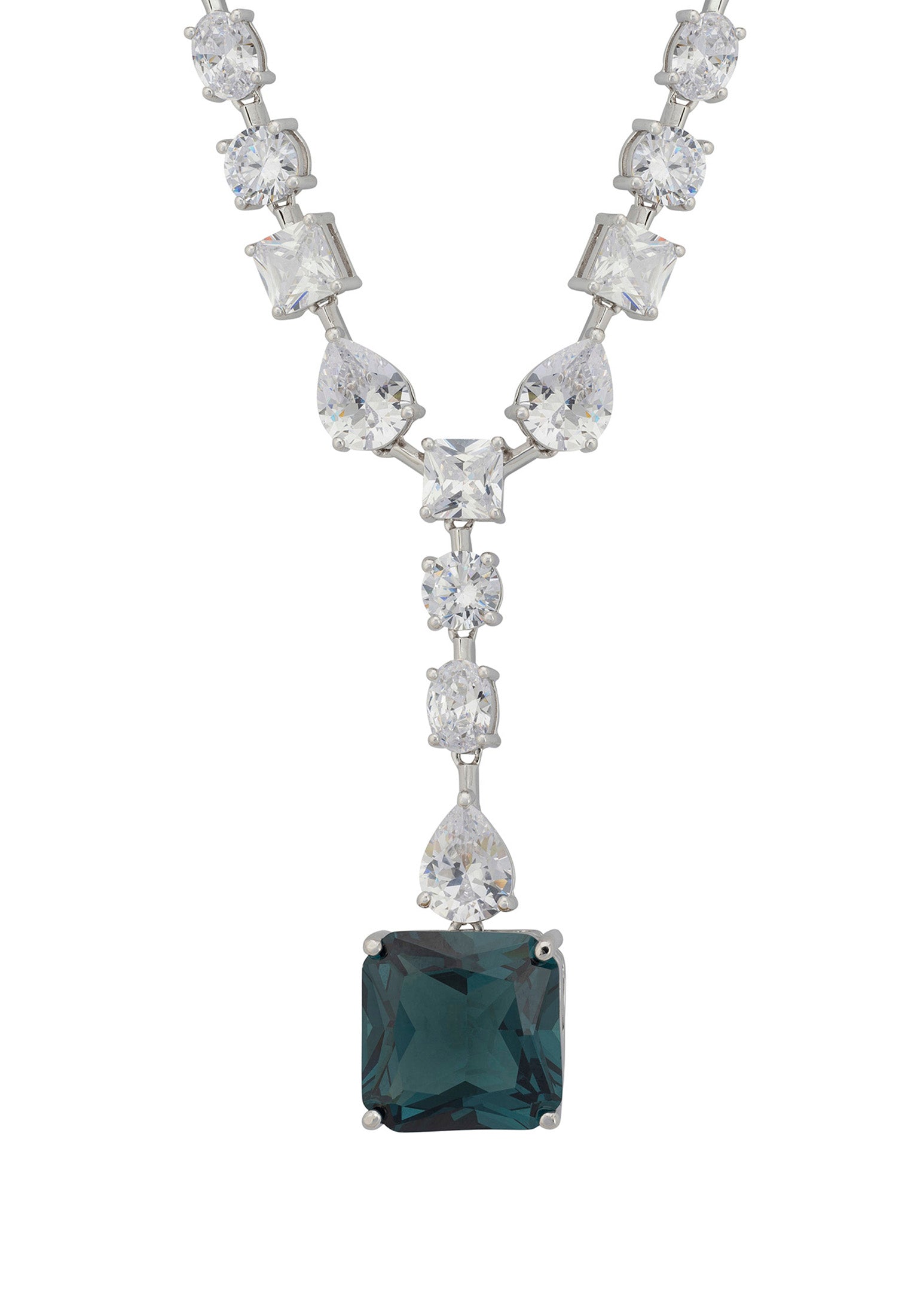 Penelope Petrol Tourmaline Statement Necklace Silver