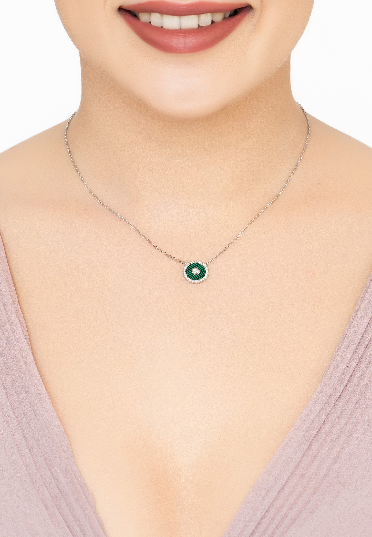 Mystique Amulet Malachite Pendant Necklace Silver