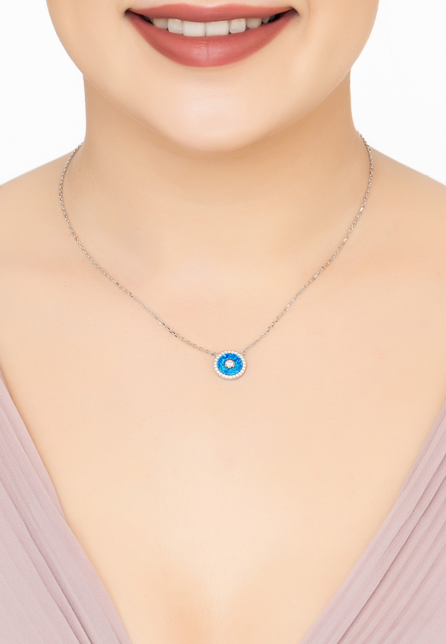 Mystique Amulet Turquoise Opalite Pendant Necklace Silver