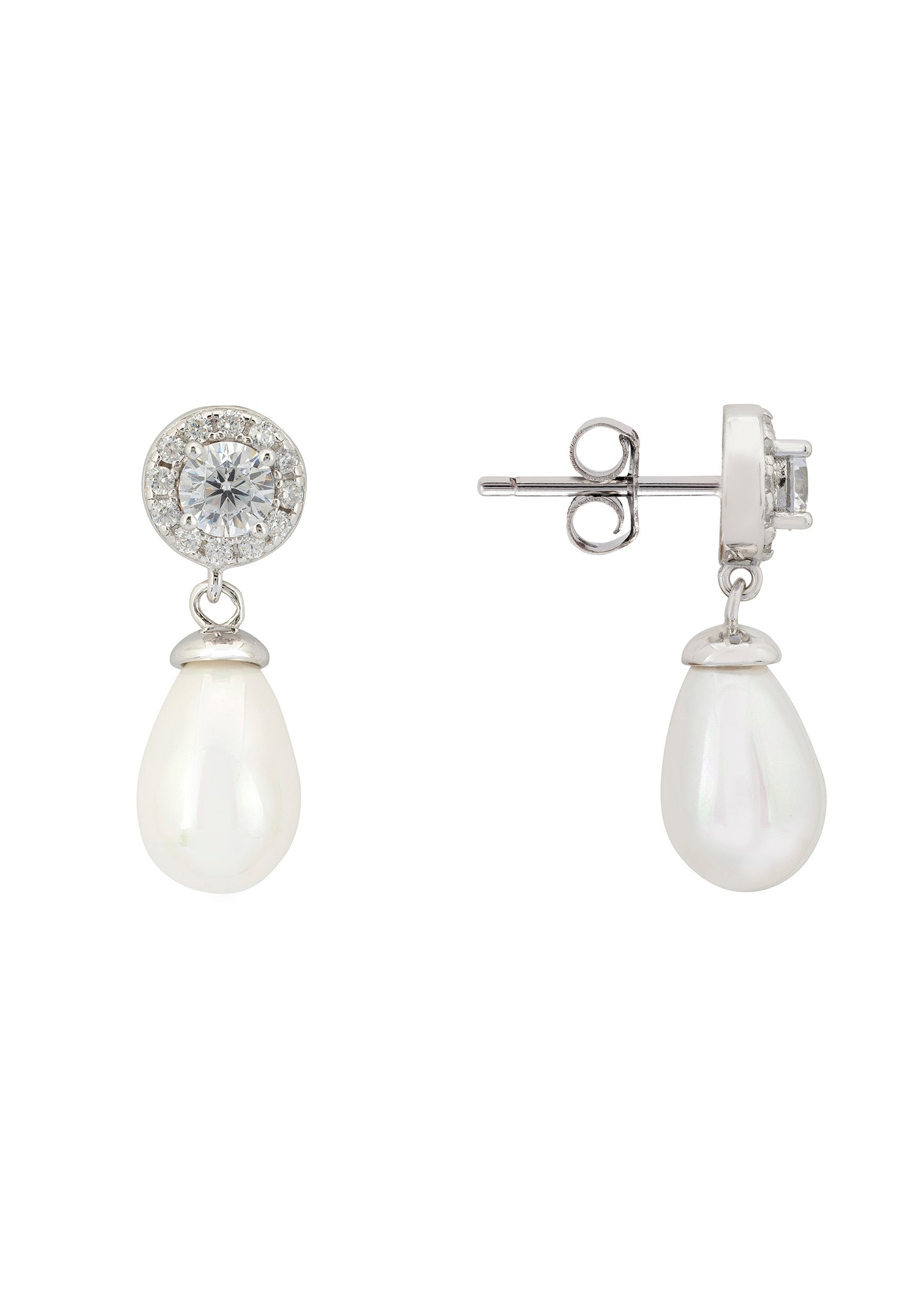 Timeless Pearl Teardrop Earrings Silver