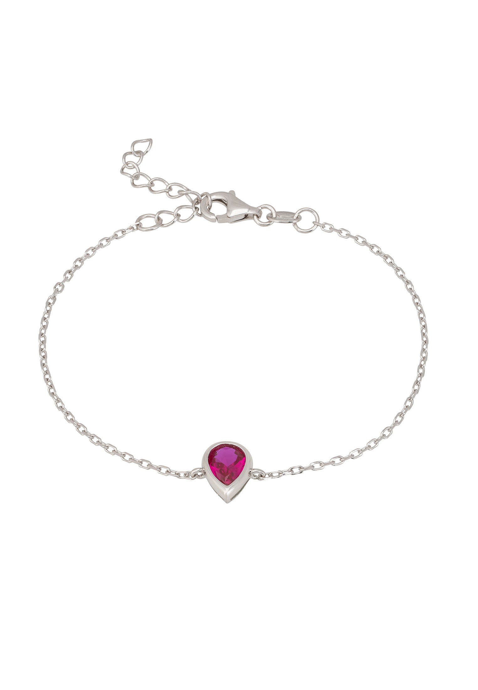 Harriett Mini Teardrop Ruby Bracelet Silver