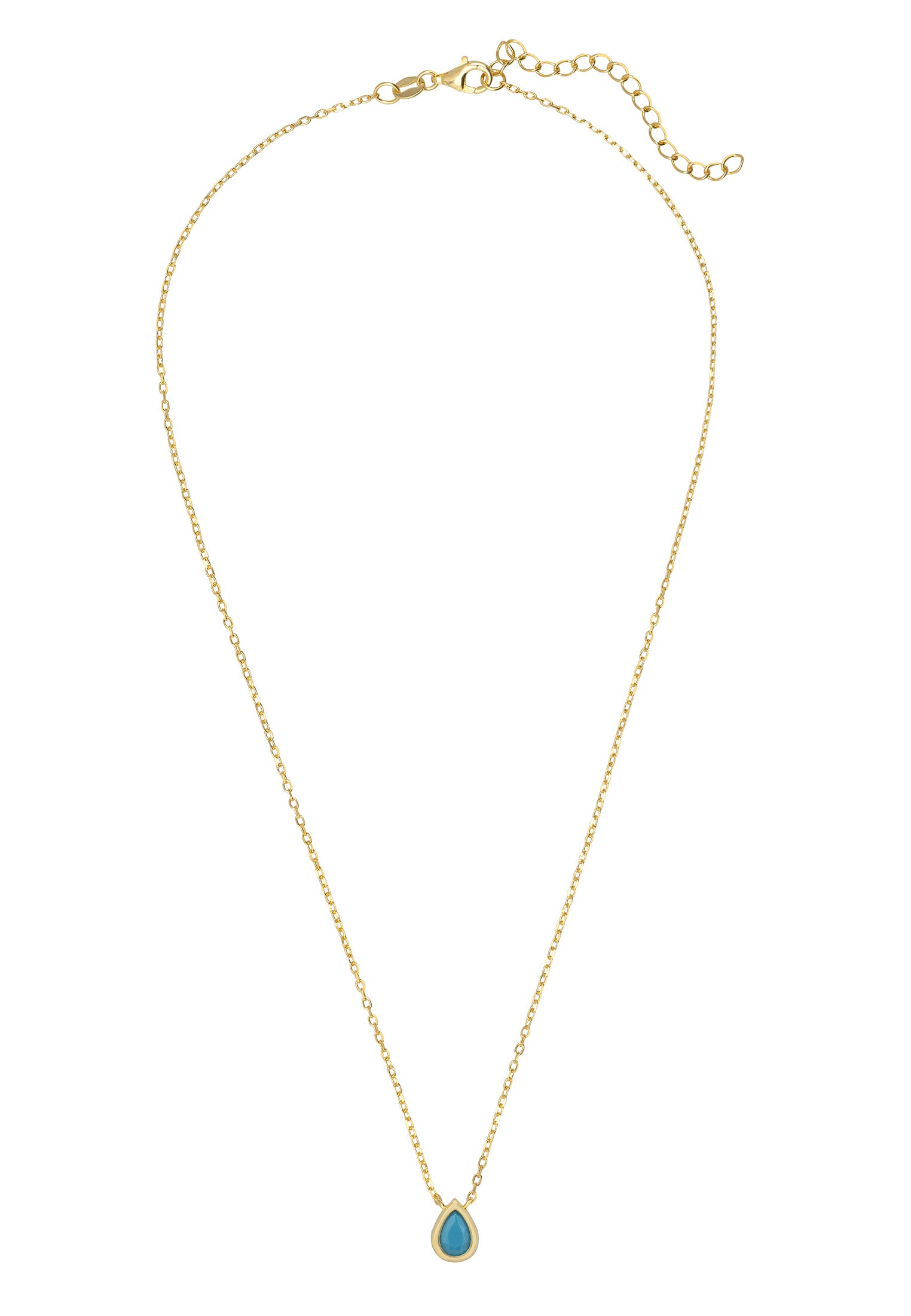 Harriett Mini Teardrop Turquoise Pendant Necklace Gold