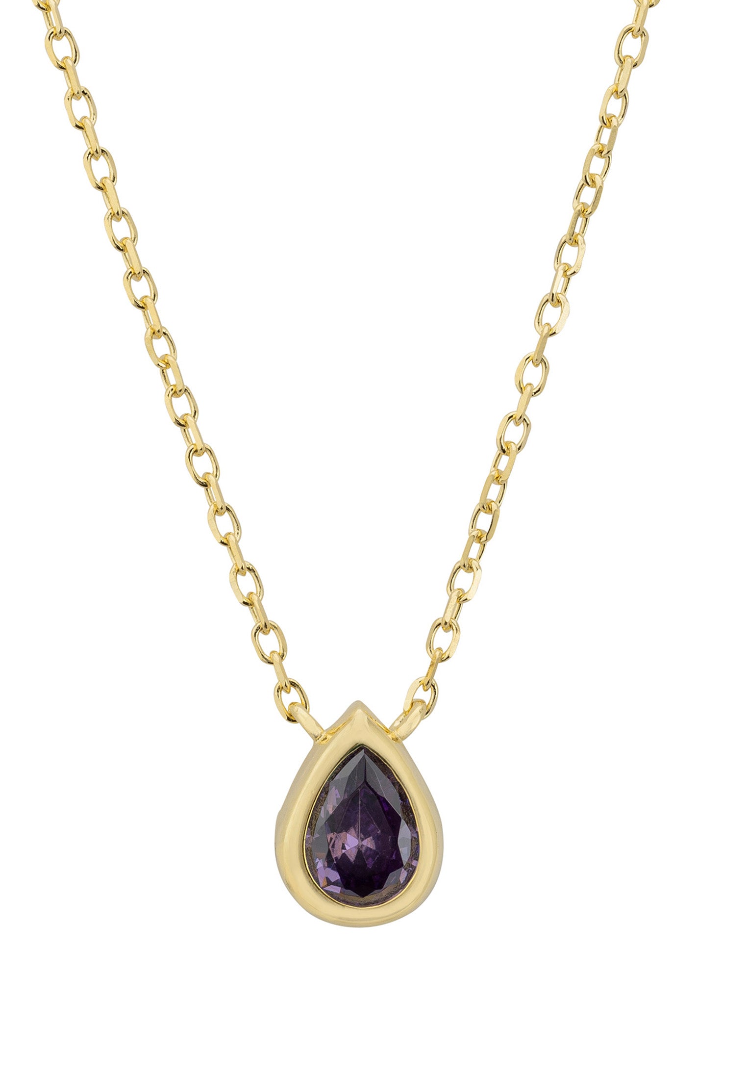 Harriett Mini Teardrop Amethyst Pendant Necklace Gold