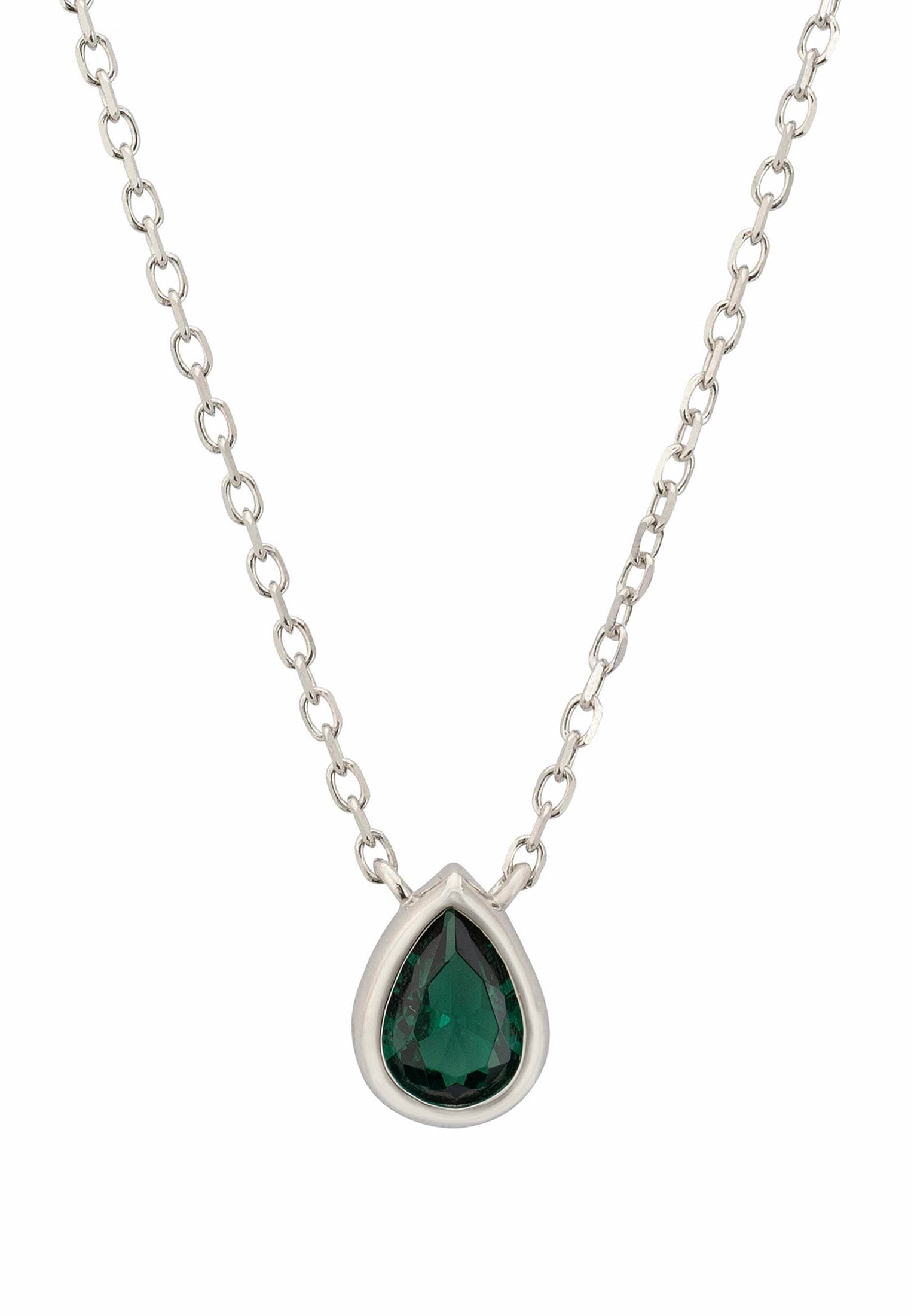 Harriett Mini Teardrop Petrol Tourmaline Pendant Necklace Silver