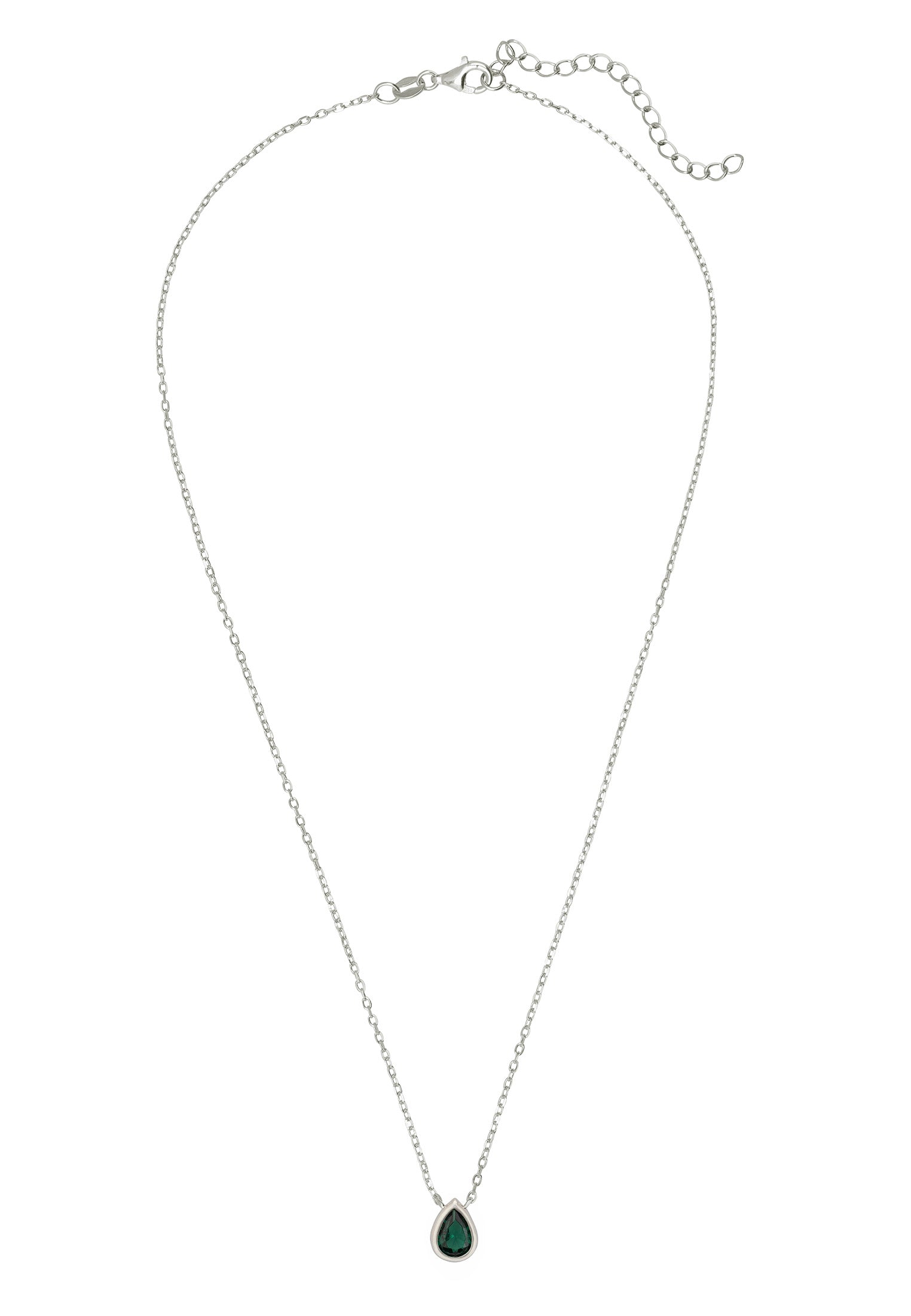 Harriett Mini Teardrop Petrol Tourmaline Pendant Necklace Silver