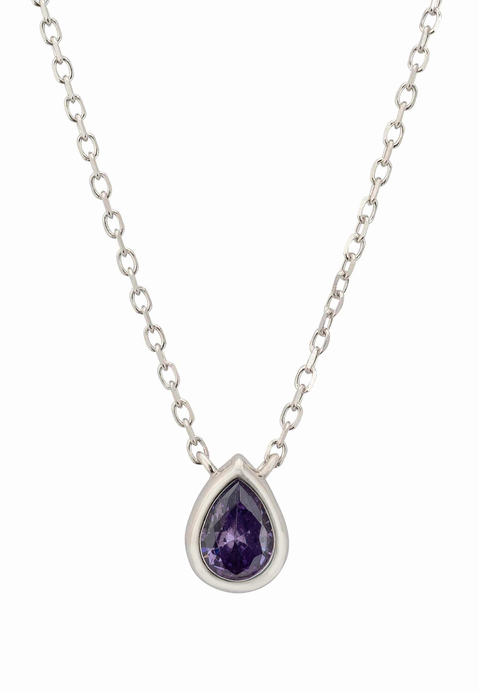 Harriett Mini Teardrop Amethyst Pendant Necklace Silver