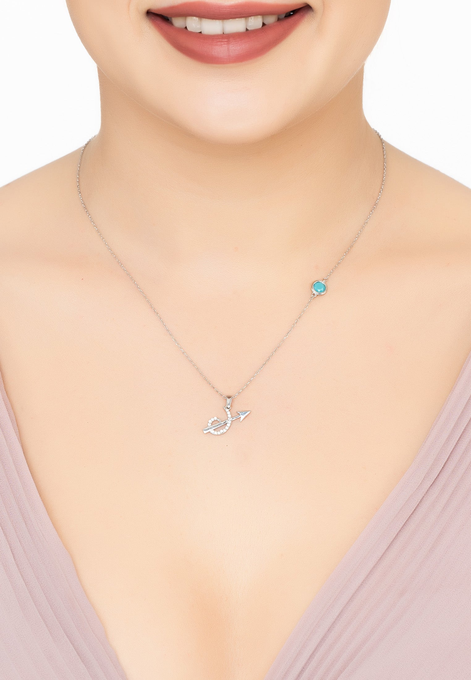 Zodiac Birthstone Sagittarius Necklace Turquoise Silver