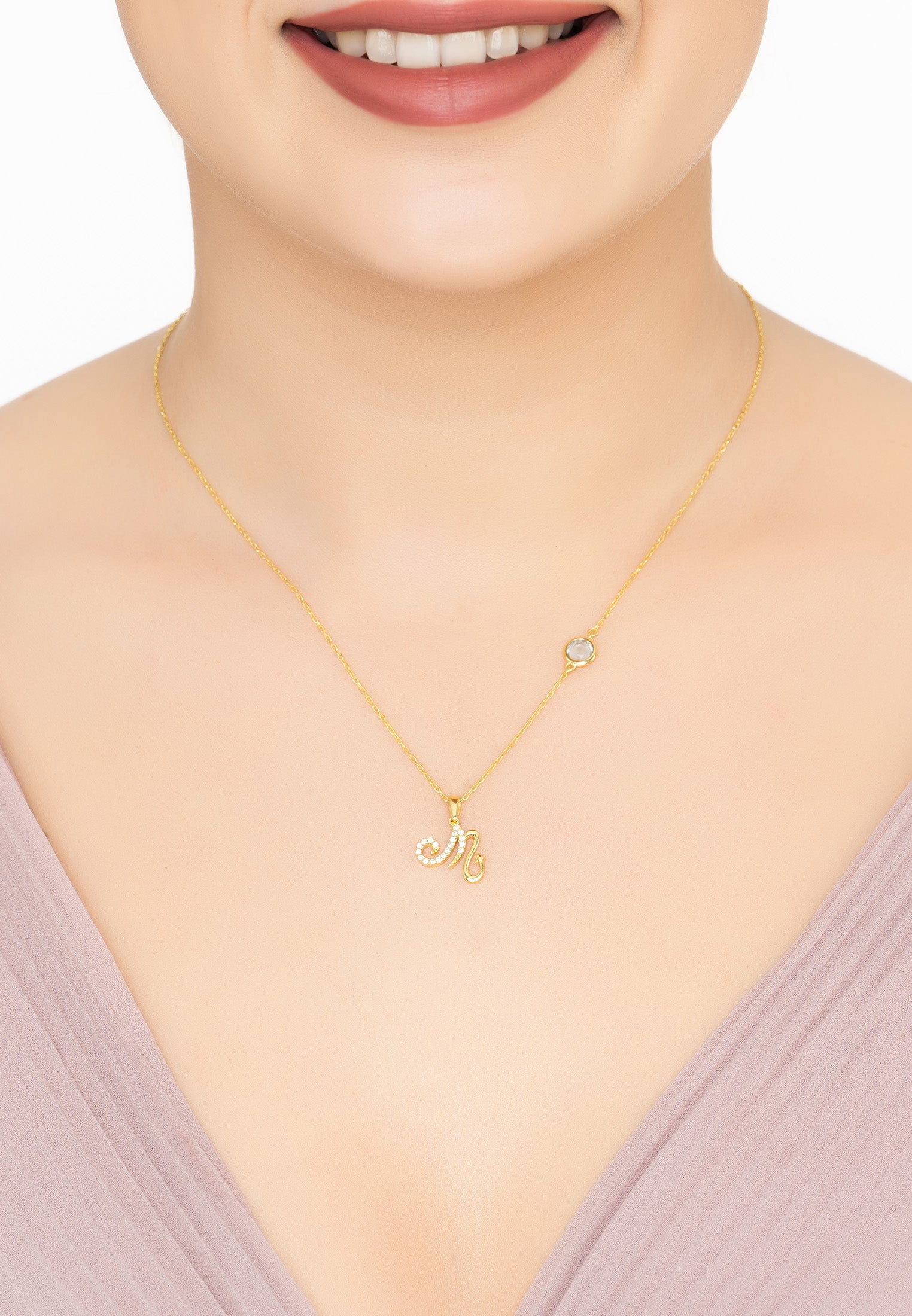 Zodiac Birthstone Scorpio Necklace Blue Topaz Gold