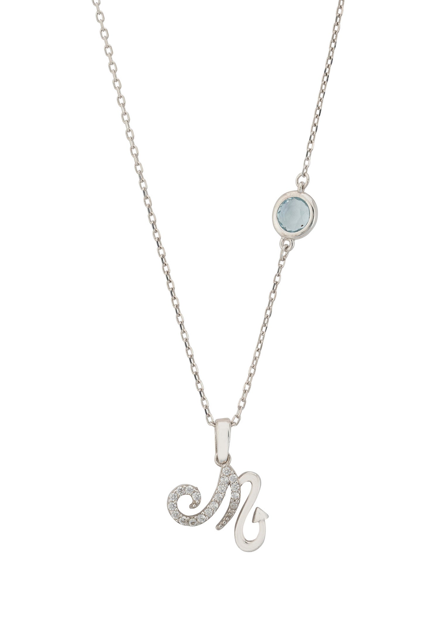 Zodiac Birthstone Scorpio Necklace Blue Topaz Silver