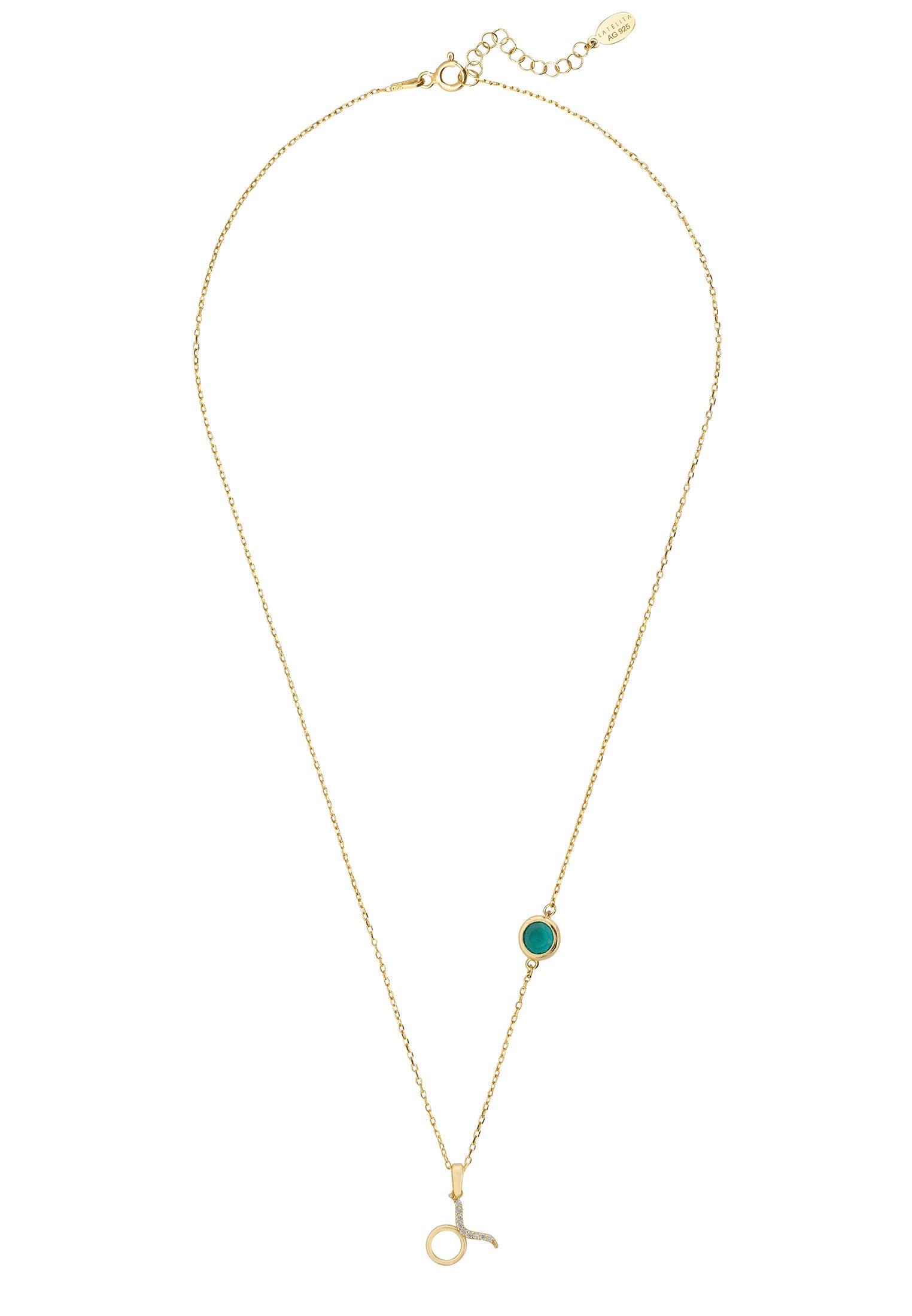 Zodiac Birthstone Taurus Necklace Emerald Gold