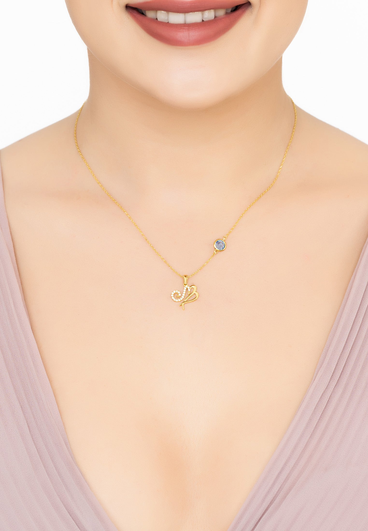 Zodiac Birthstone Virgo Necklace Sapphire Gold