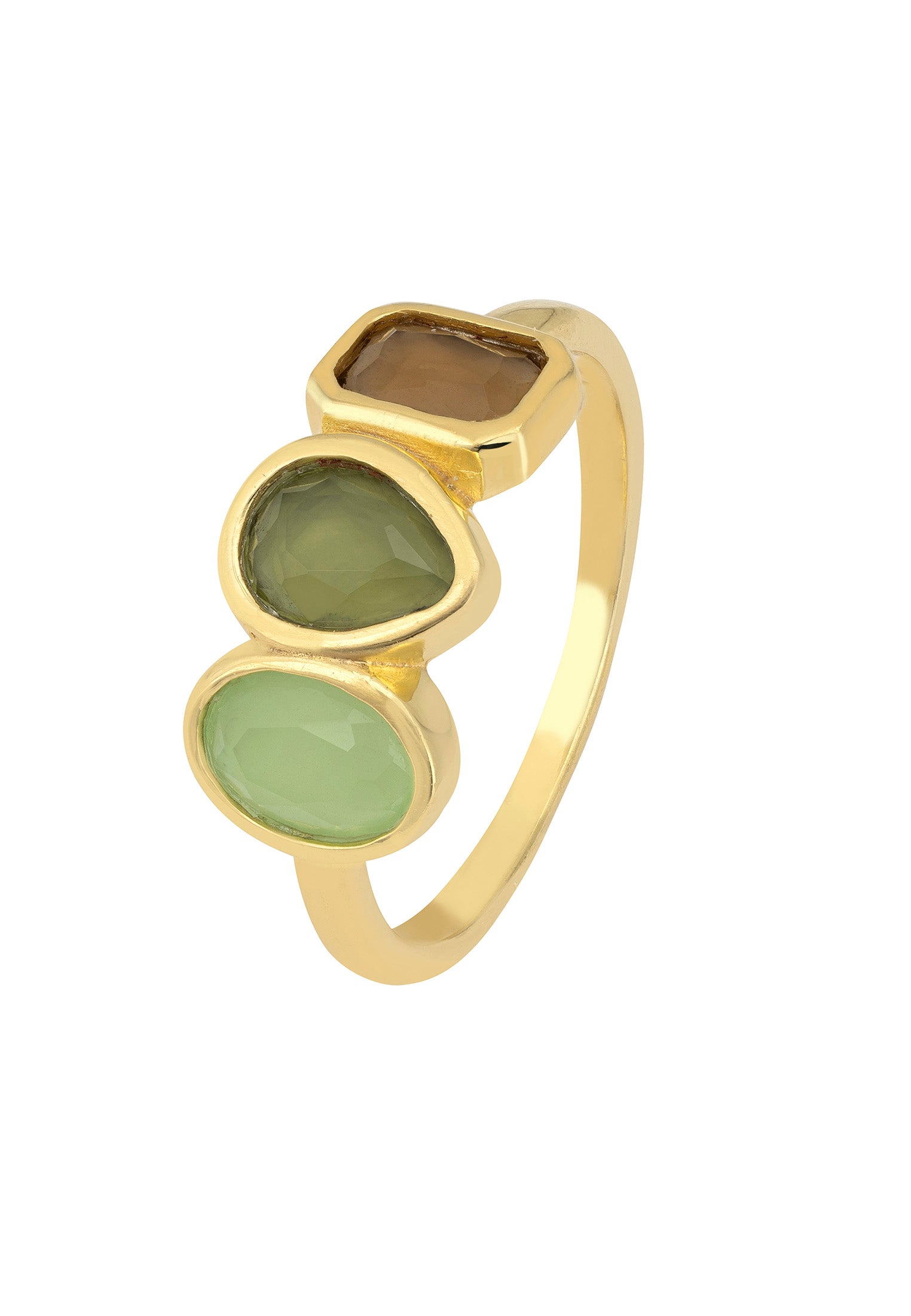 Verona Triple Gemstone Ring Gold The Greens