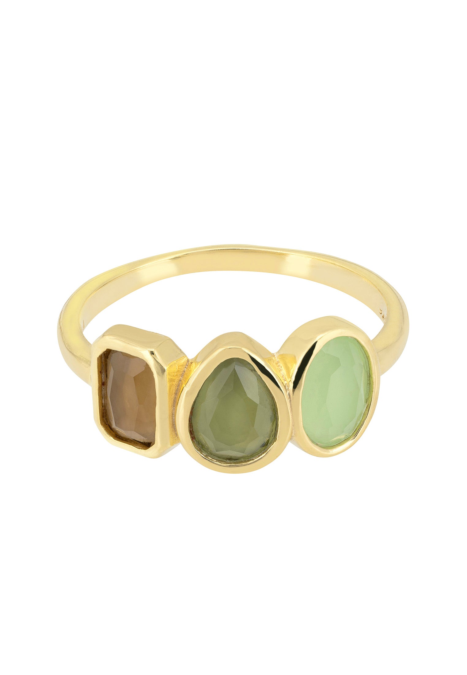 Anillo Verona Triple Gema Oro The Greens