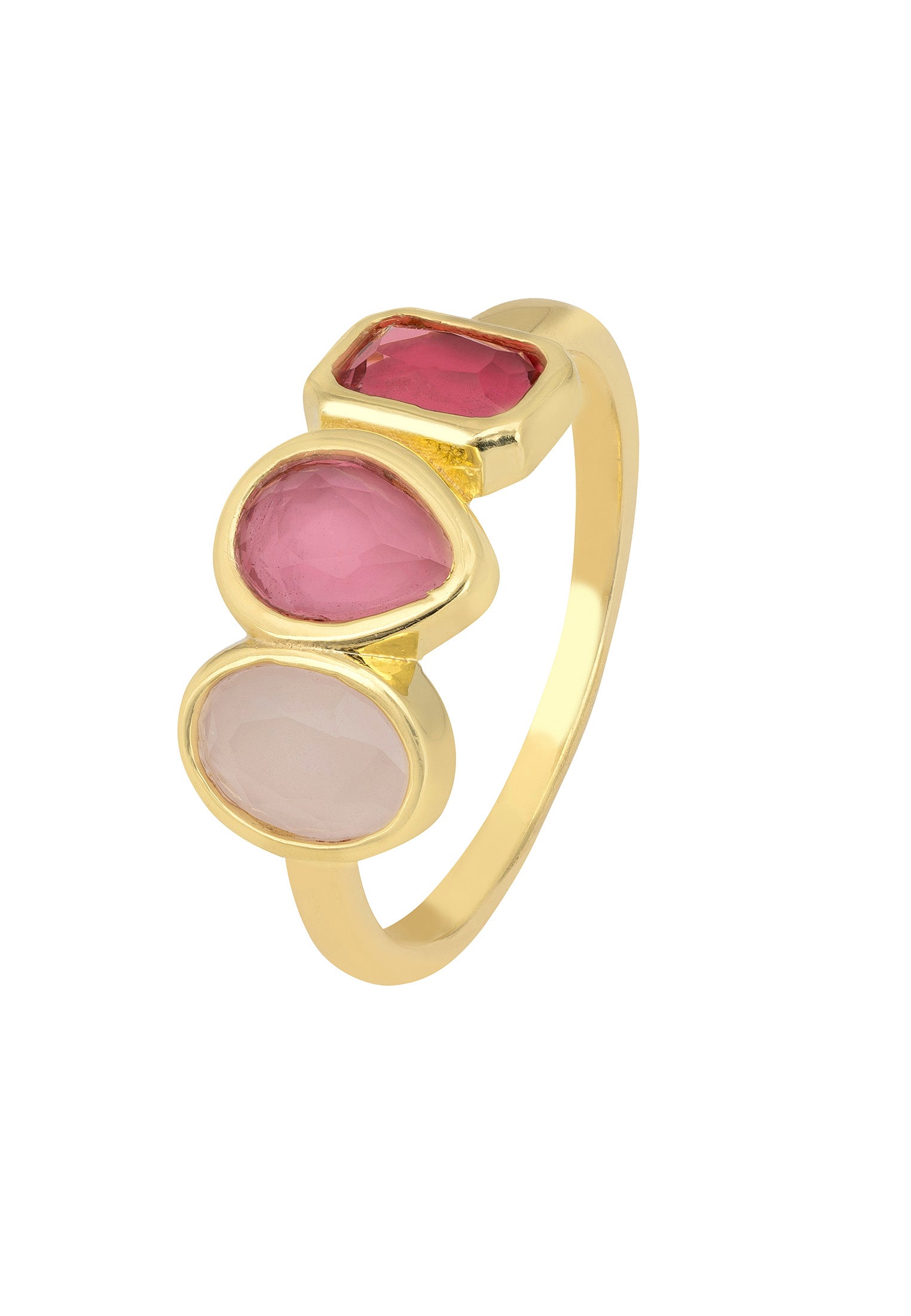 Verona Triple Gemstone Ring Gold The Pinks