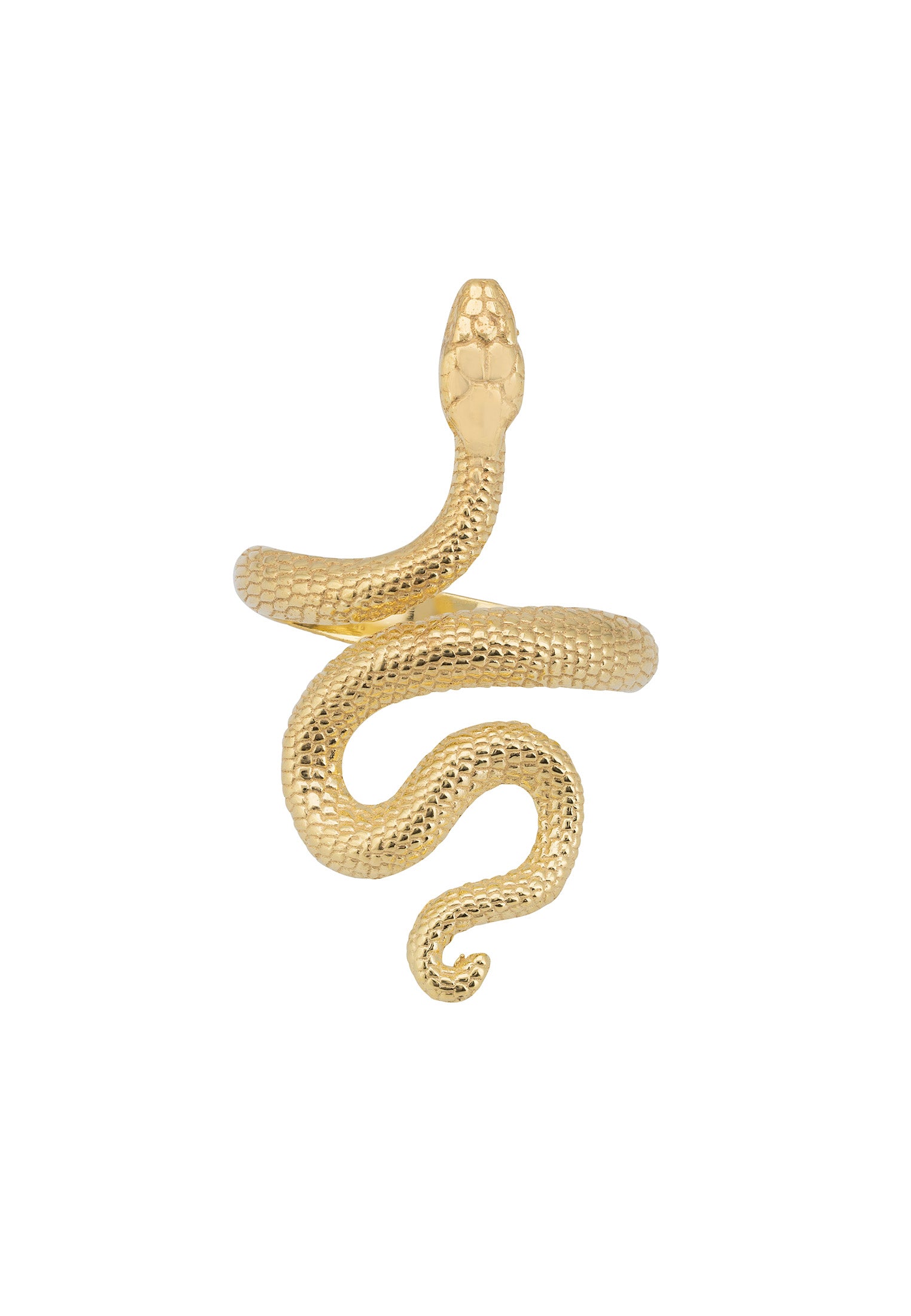 Coiled Cobra Snake Cocktail Ring Gold