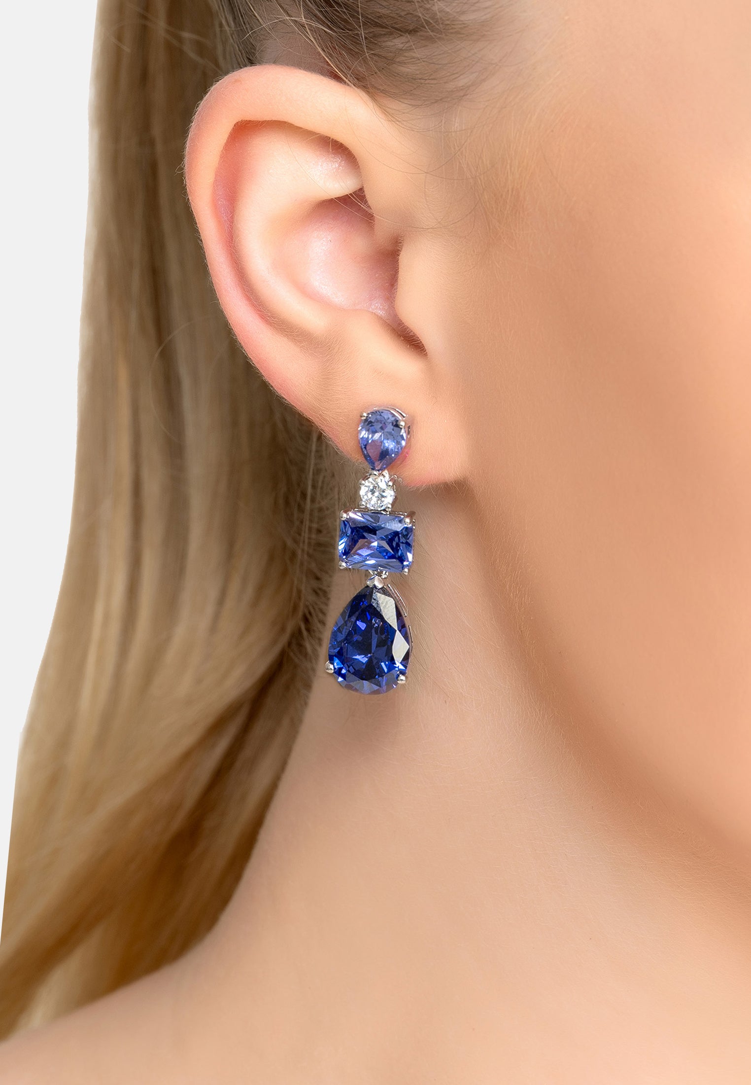 Valentina Drop Earrings Silver Tanzanite