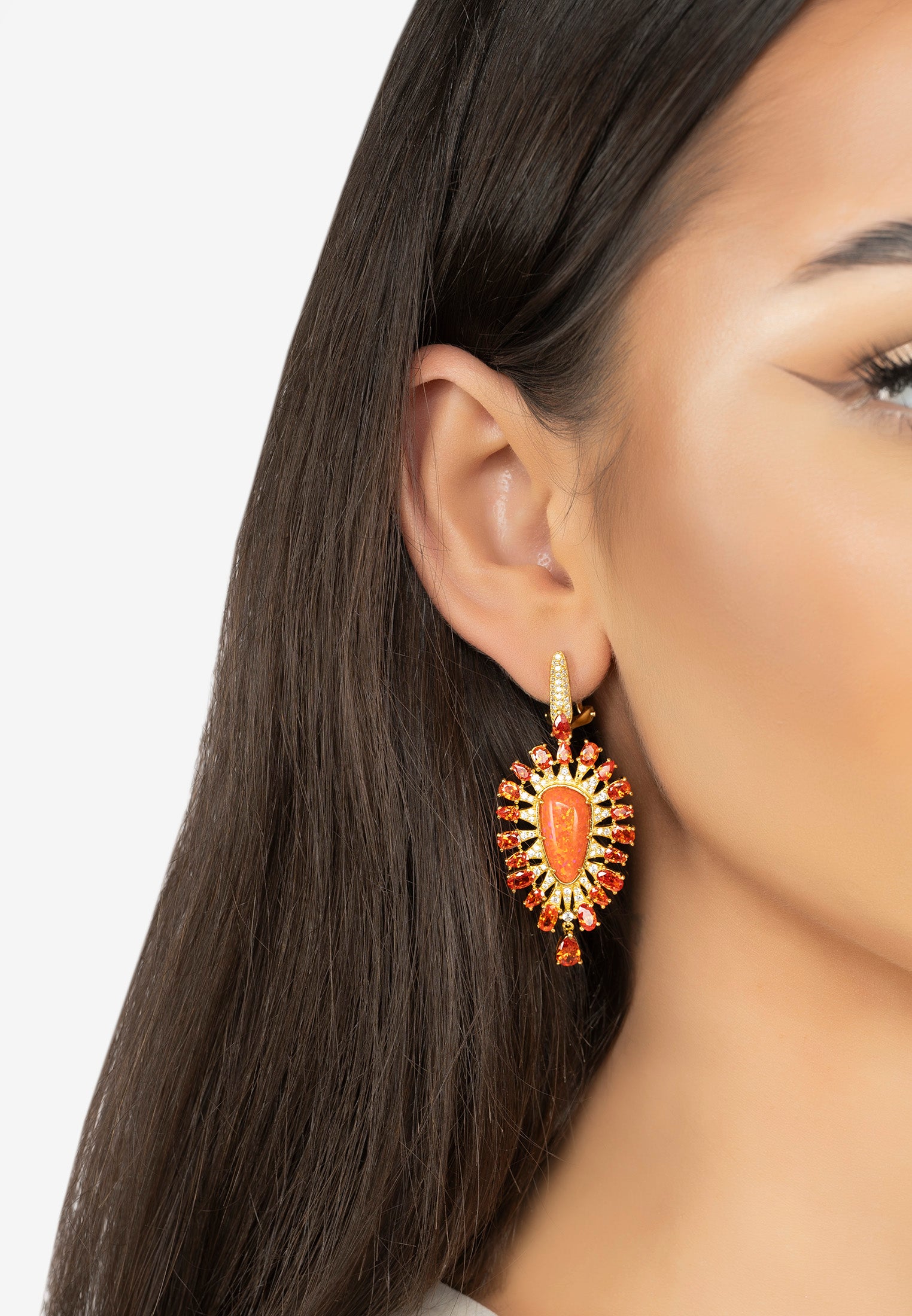 Antonella Fire Opal Drop Earrings Gold